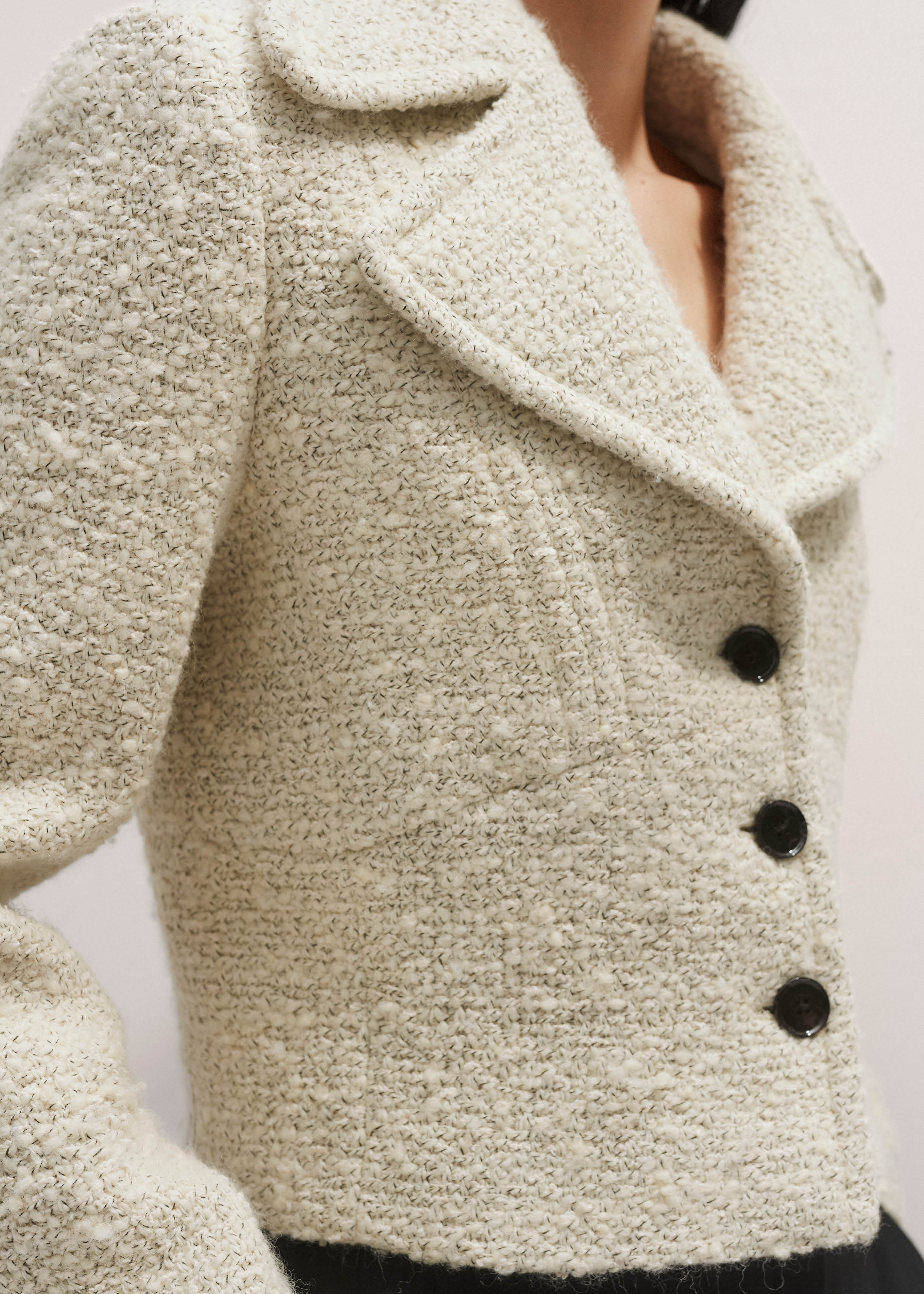 Women's Ivory Soft Shoulder Italian Tweed Jacket | ME+EM