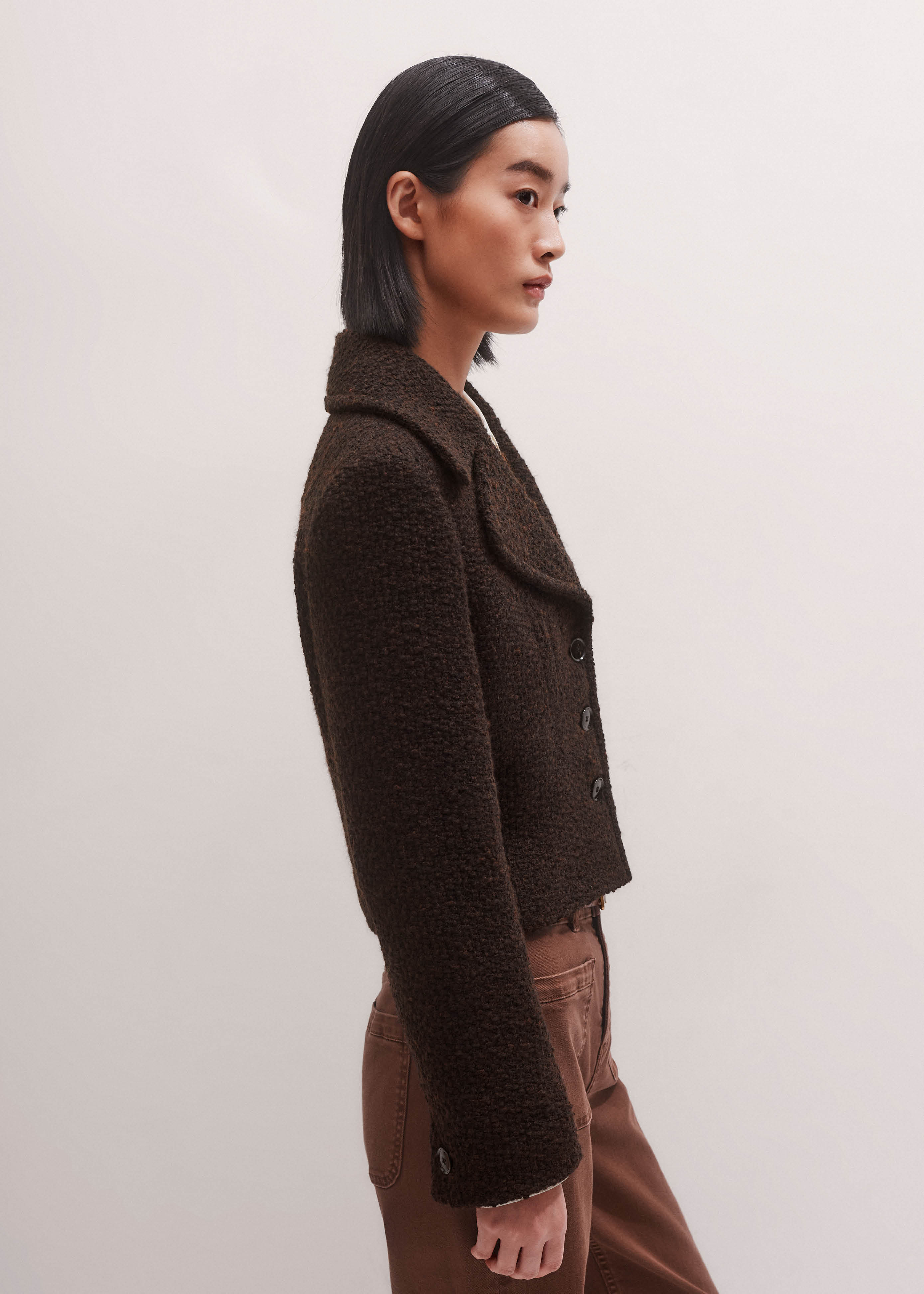 Women's Brown Slim Crop Jacket | ME+EM