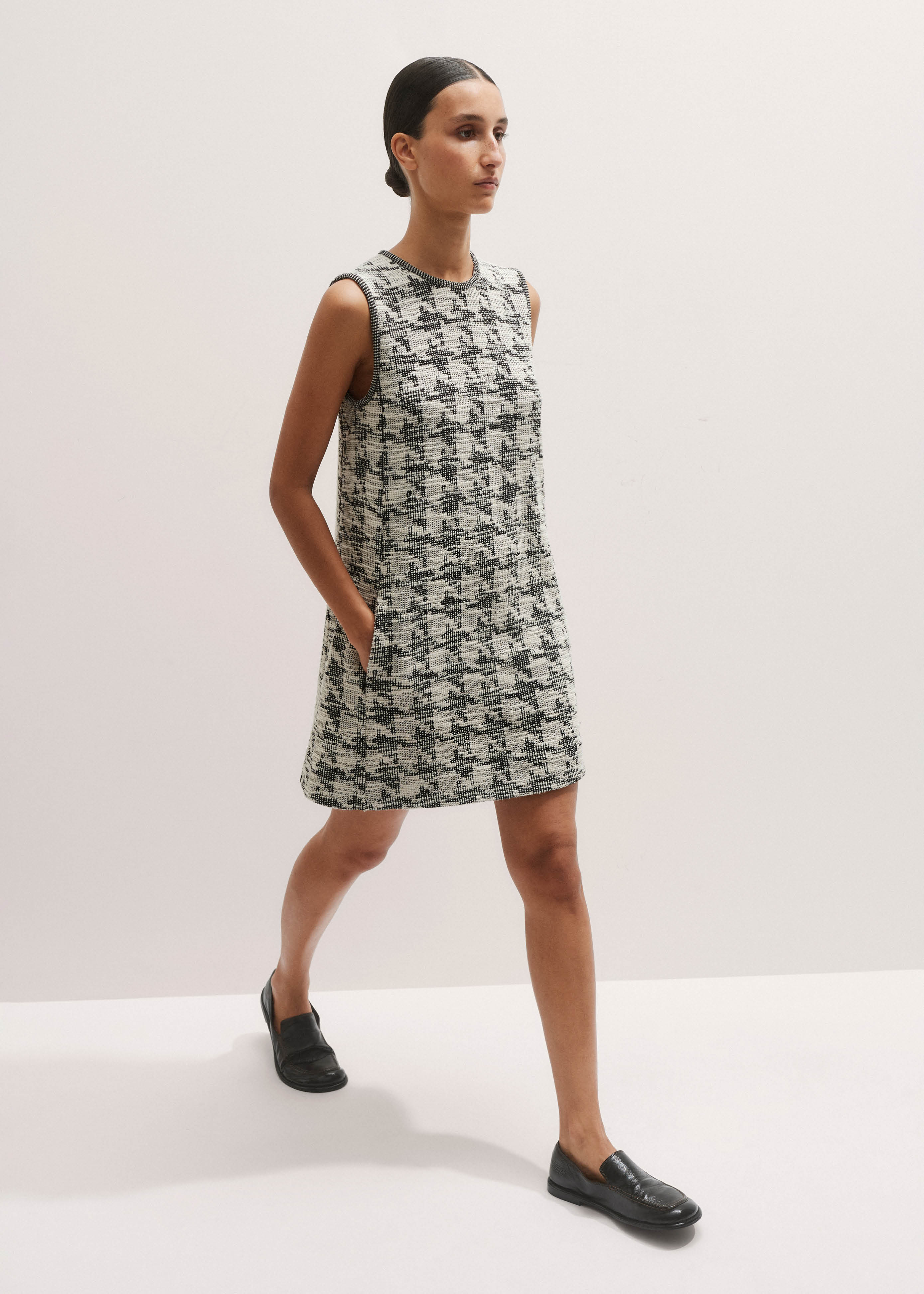 Women's Black Travel Tweed Mini Dress | ME+EM