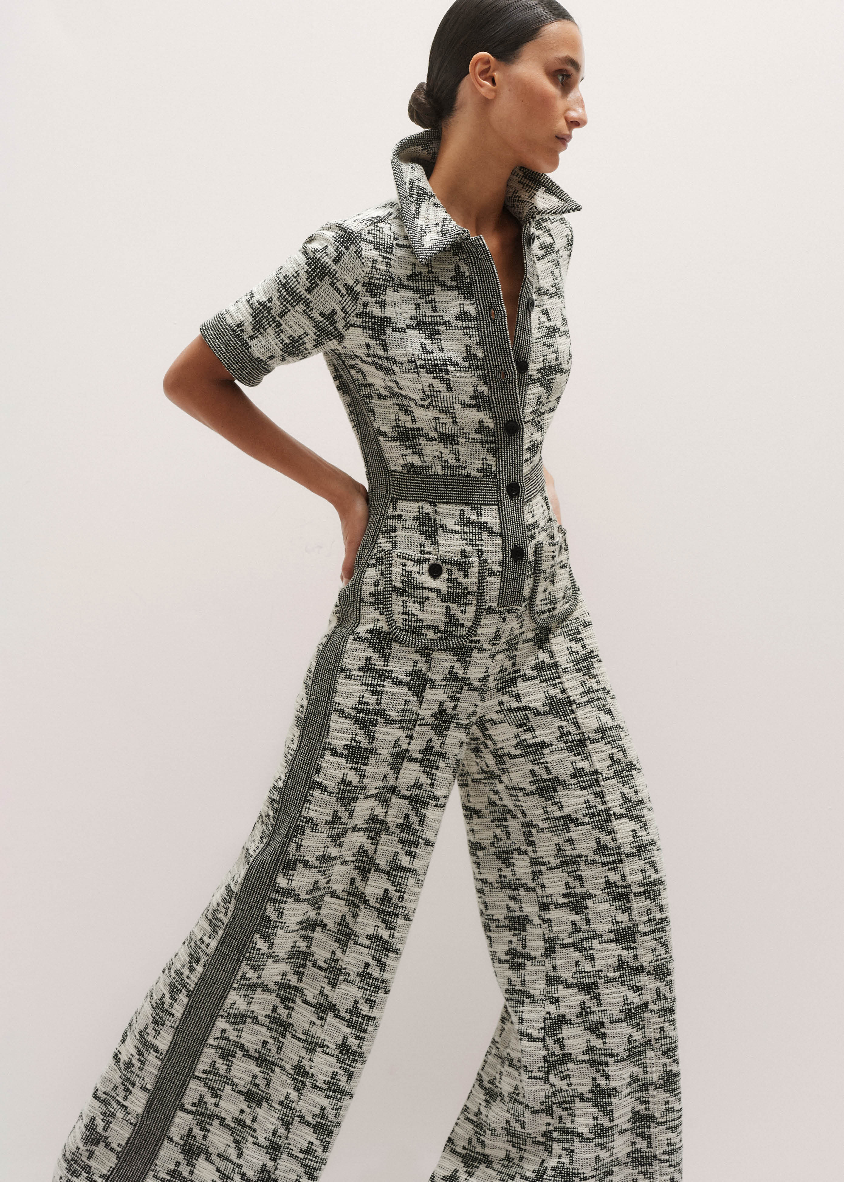 Women's Black Travel Tweed Jumpsuit | ME+EM