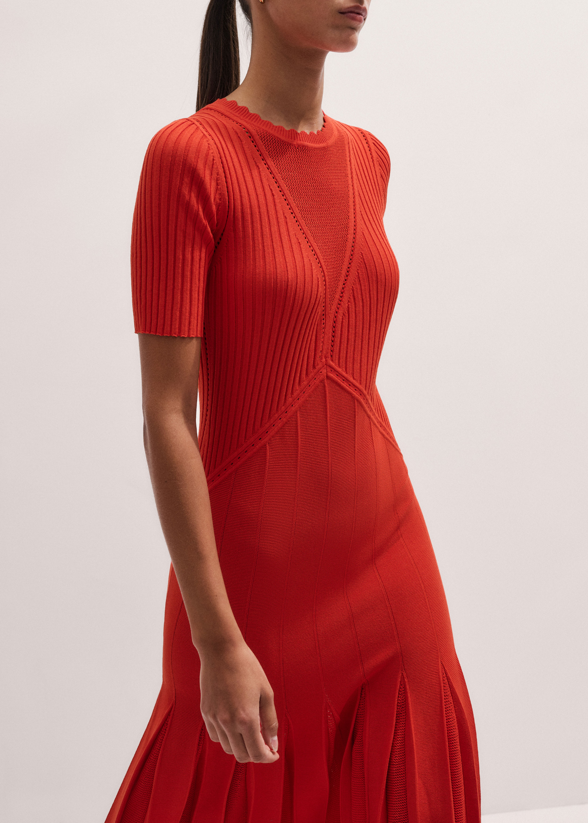 ME+EM Lace Knit Maxi Dress - Poppy Red