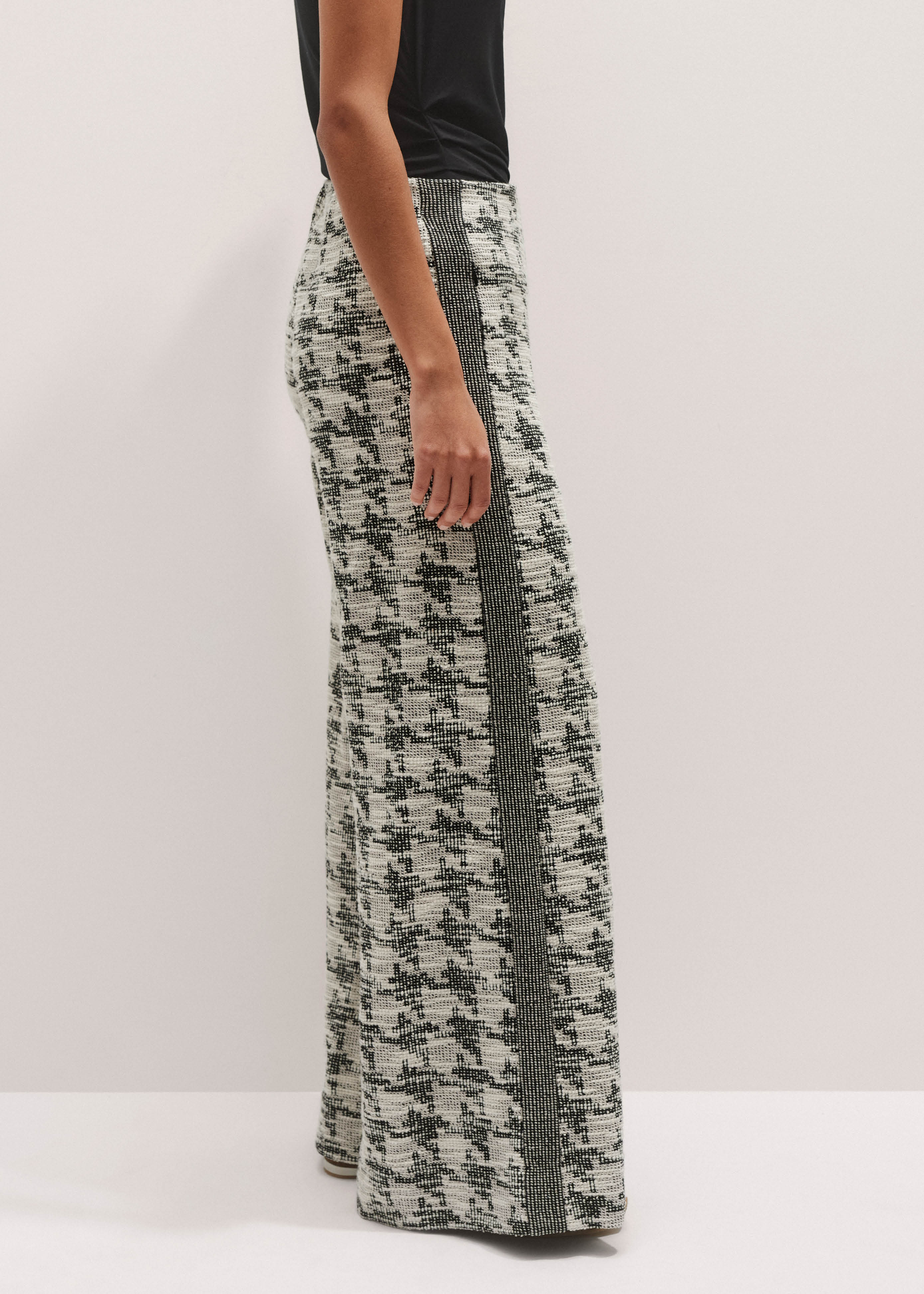 パンツ emiriawiz Classical tweed tuck pants Women's Black Travel Tweed Wide-Leg Pant | ME+EM