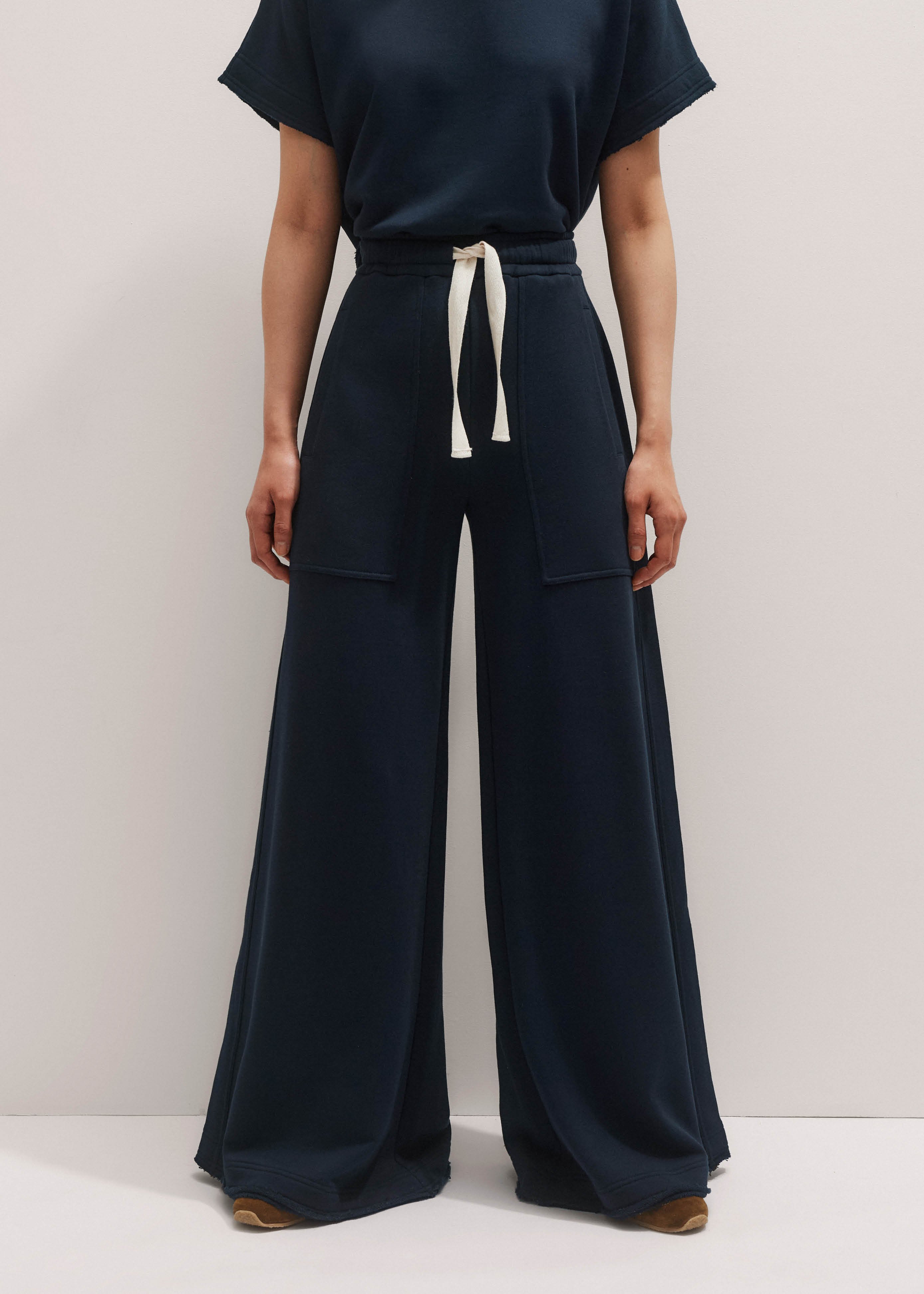 Women's Navy Drawstring Slouchy Wide-Leg Trouser | ME+EM