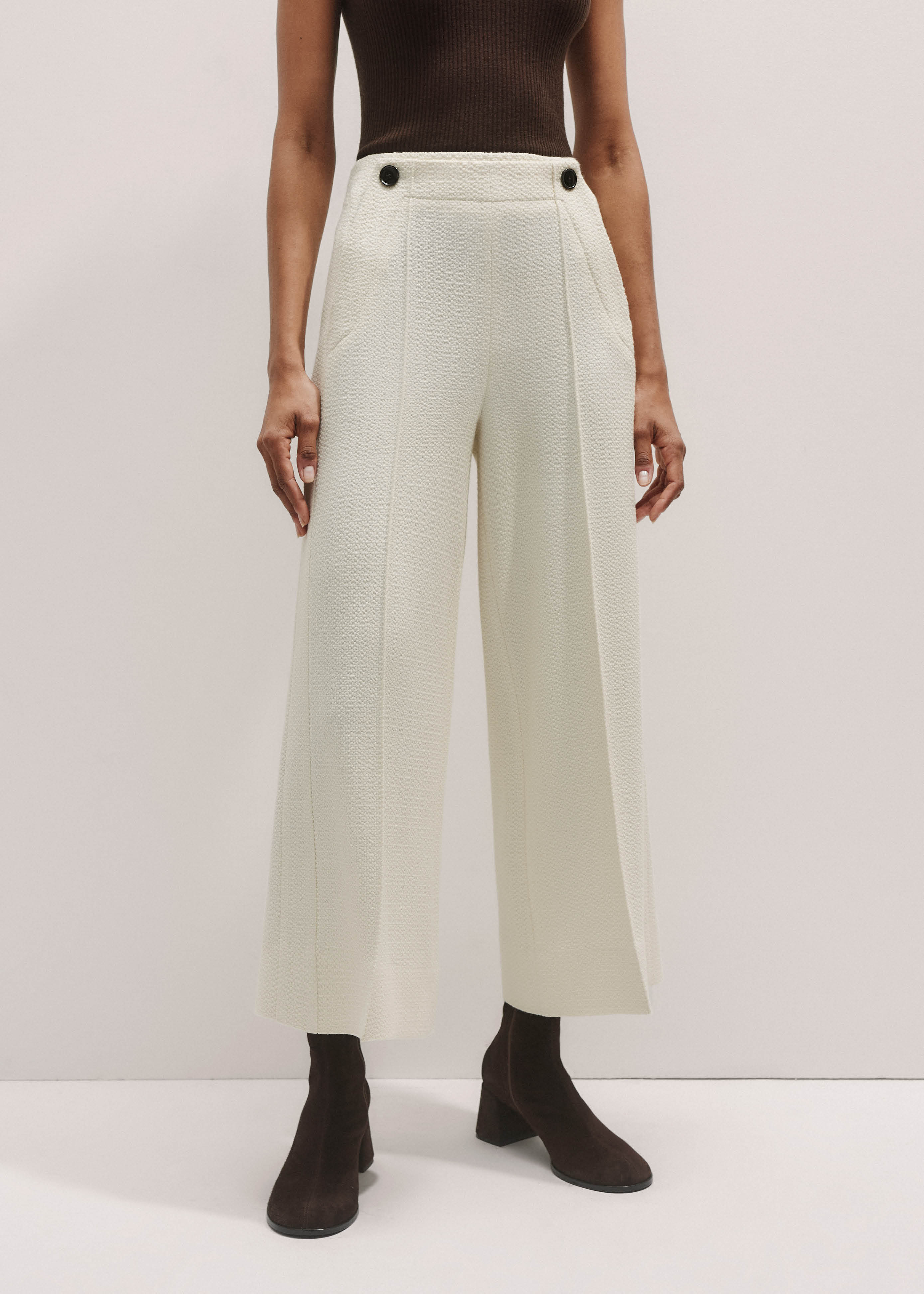 5/25（日）✨週末終了！！SLAB TWEED OVAL WIDE PANTS Cotton tweed semi wide pants｜スリードッツ オフィシャル