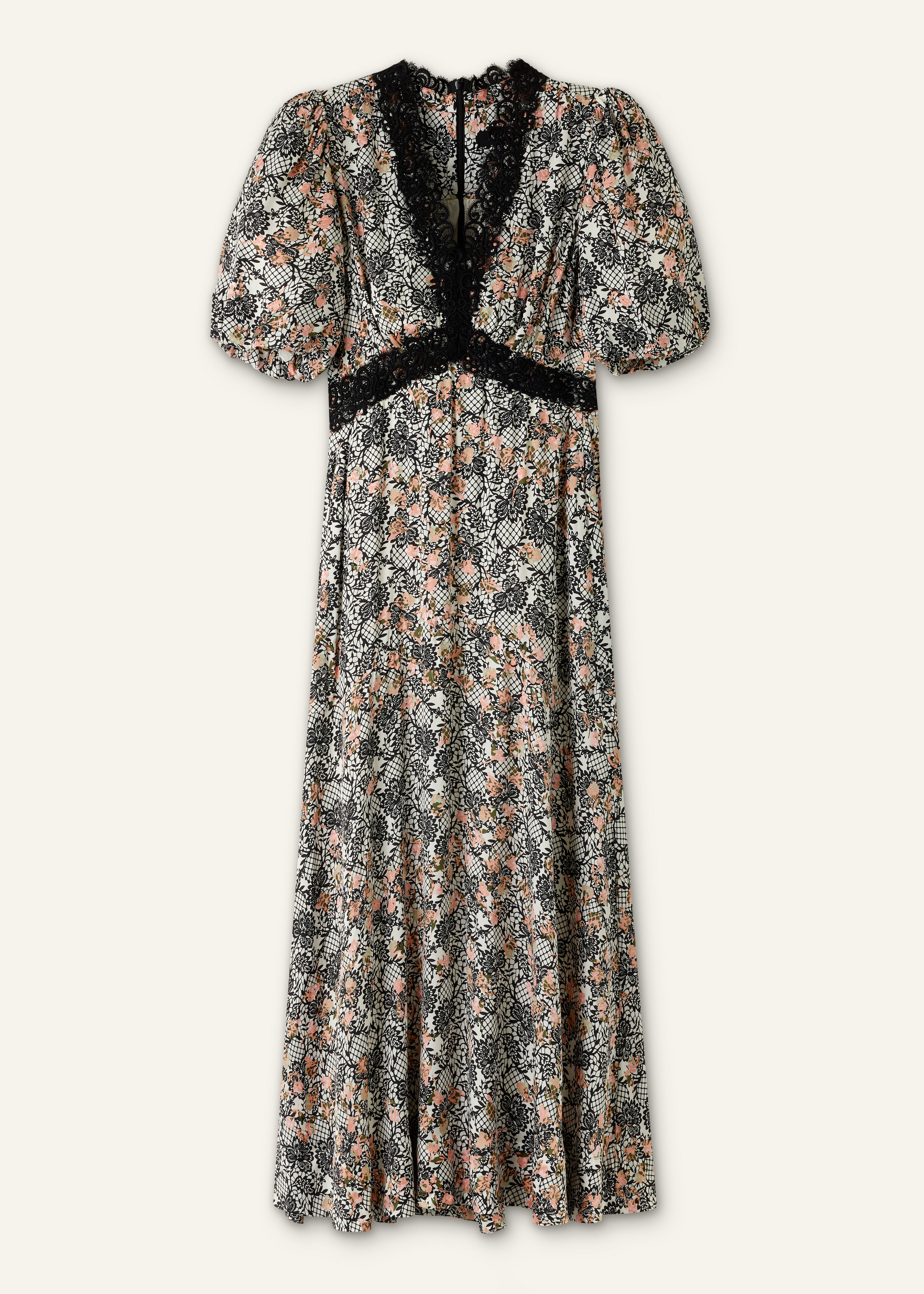 ME+EM Satin Lace Detail Maxi Dress - Light Cream Multi ME+EM Satin Lace Detail Maxi Dress - Light Cream Multi