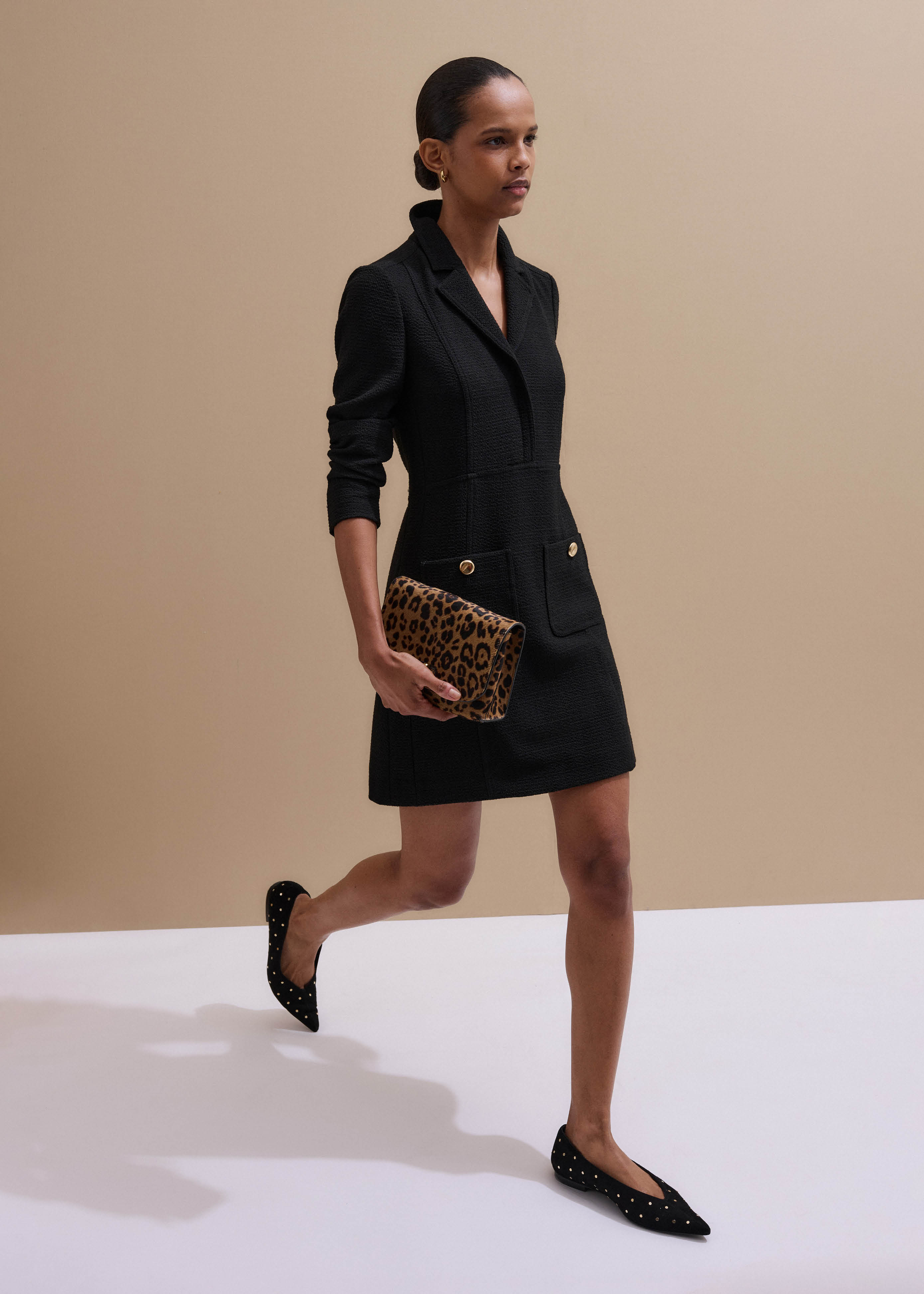 ME+EM's Navy Graphic Jacquard Short A-Line Dress is crafted from