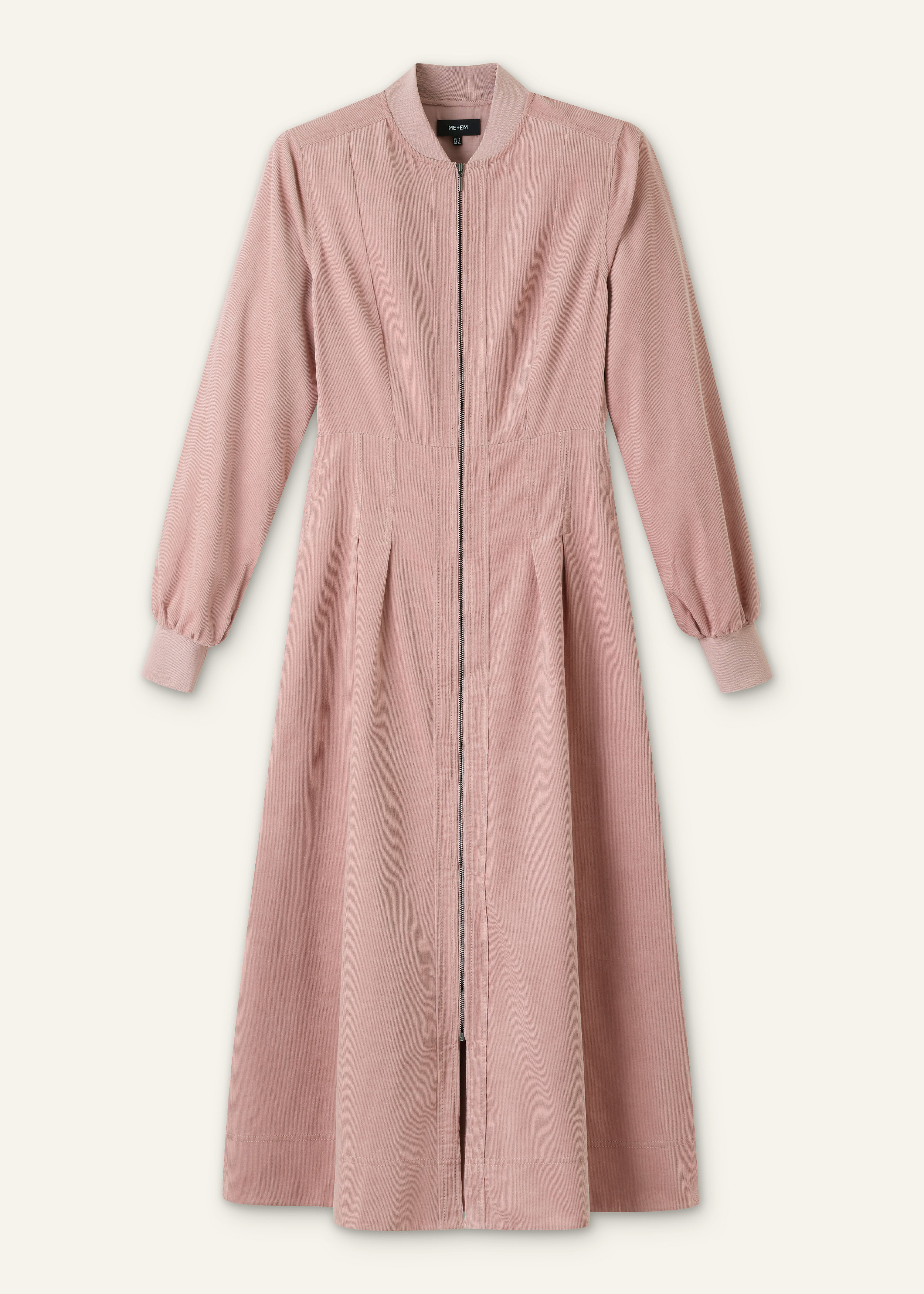 ME+EM Soft Cord Pleated Midi Dress - Dusty Pink