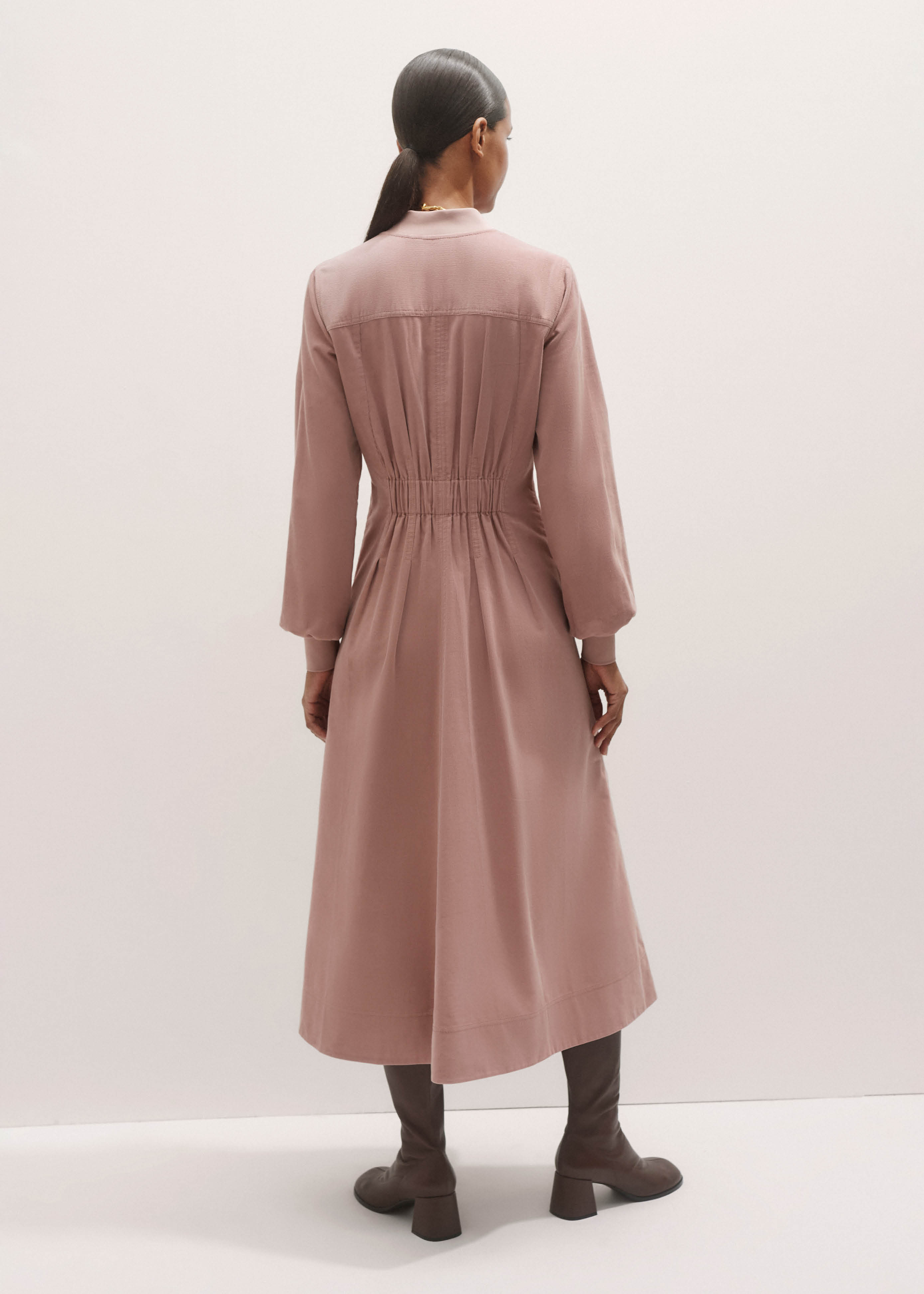 mairee dusty pink satin pleated midi dress Basque Waist Wedding Corset, Drop Waist Lace Bridal Corset, Two Piece –  Tesoro Si NYC main image 0