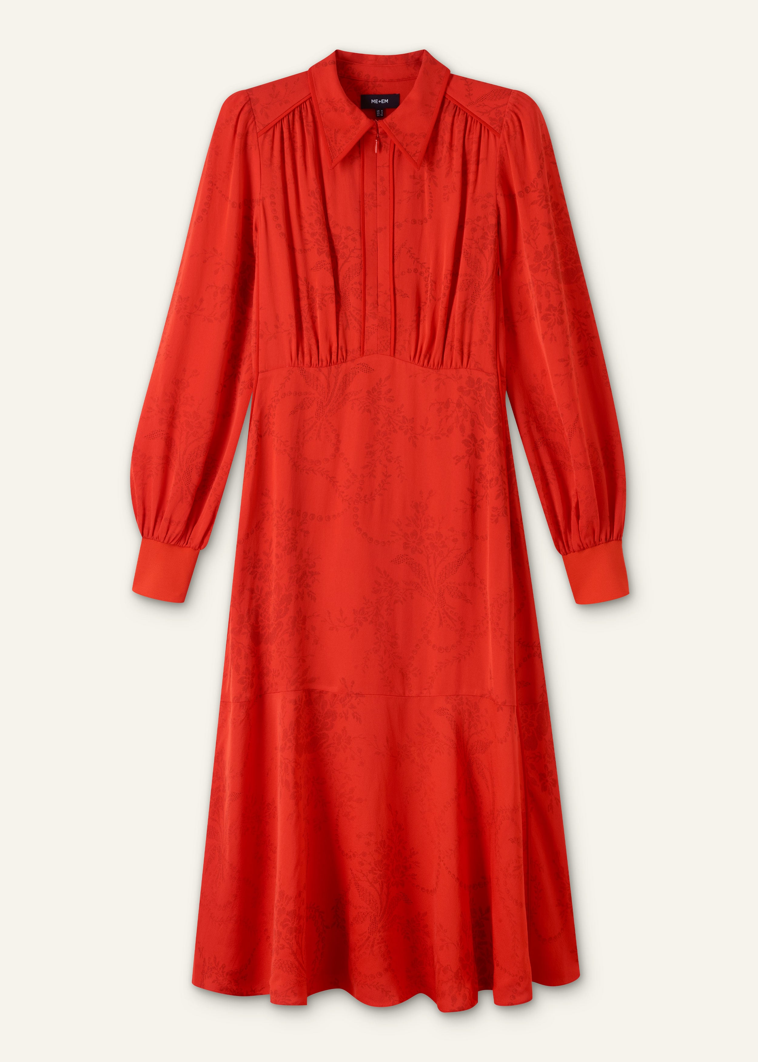 ME+EM Fluid Fit & Flare Midi Dress - Red/Caramel