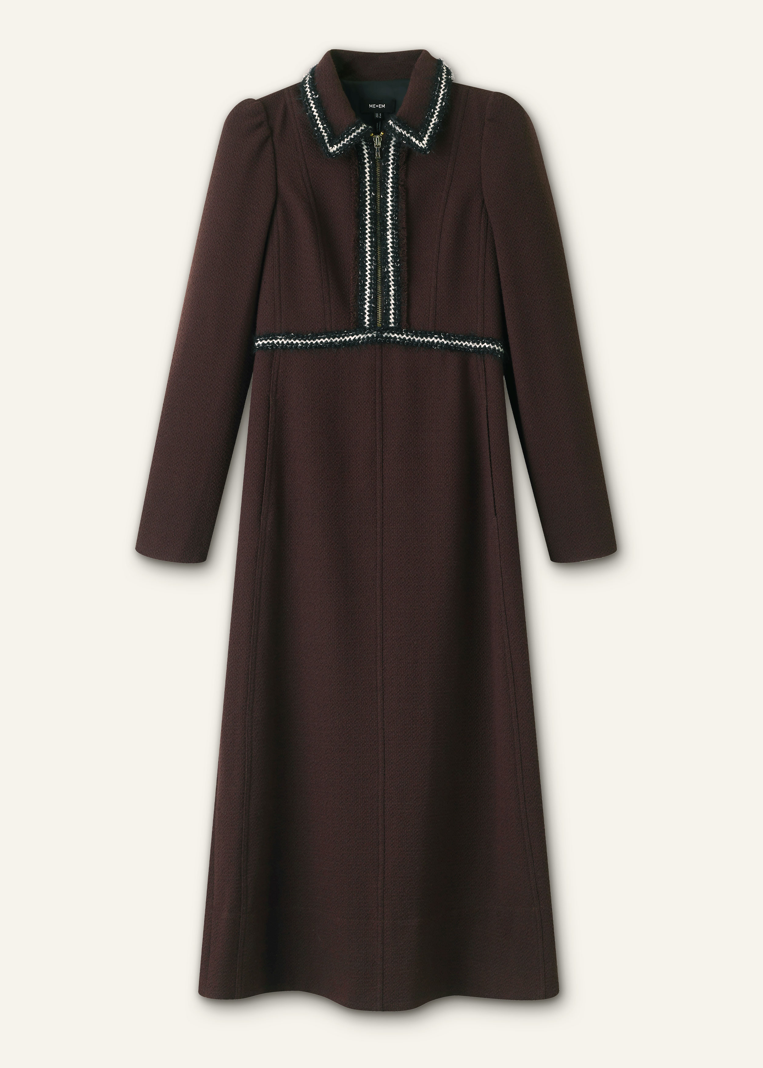 ME+EM Textured Midi Dress Warm Chocolate - Women's - Textured Tailoring - Size US 4