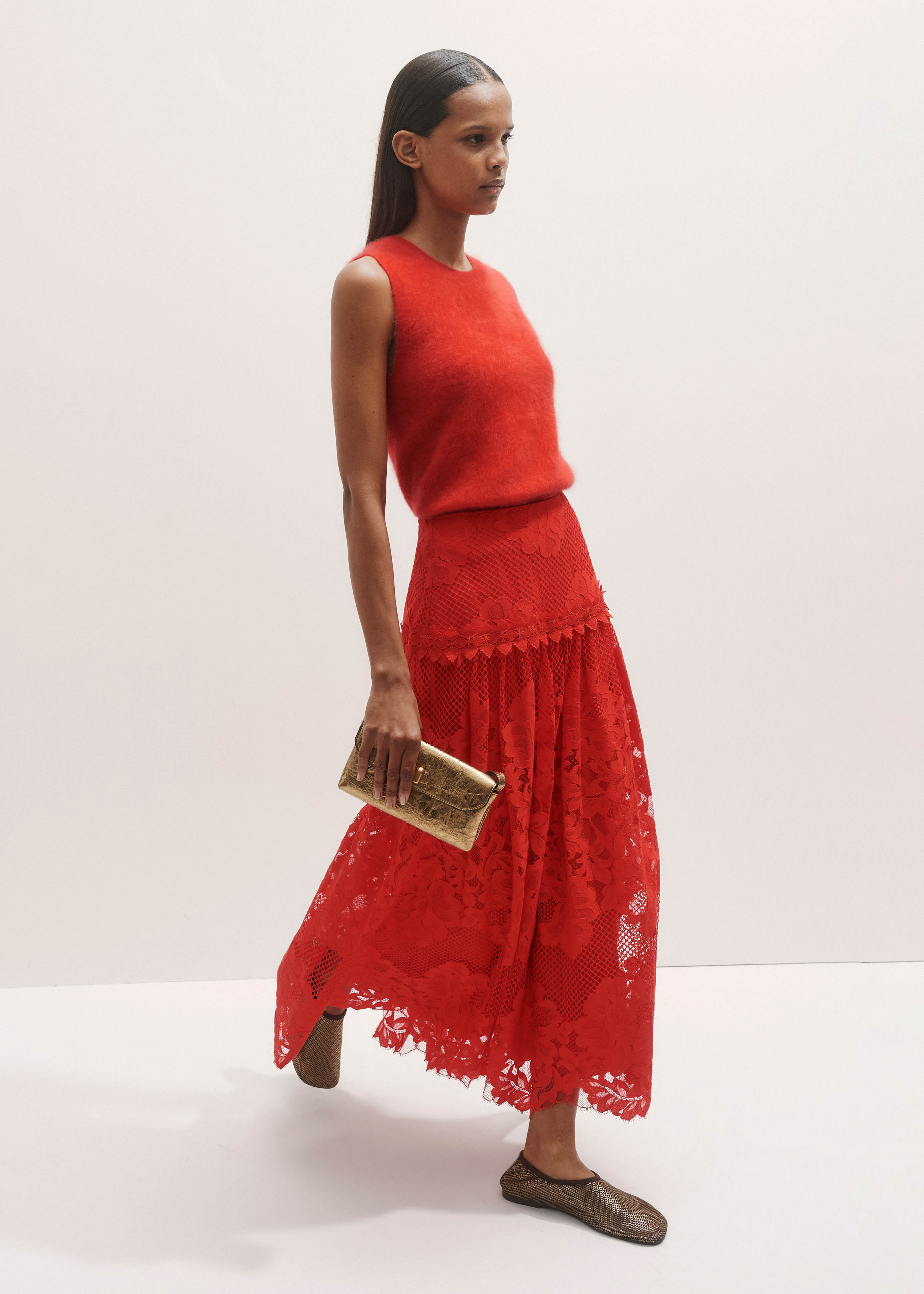 ワンピース AMI Women Long Skirts FDR366AC0014632 Red POPPY Long Straight Dress | AMI PARIS