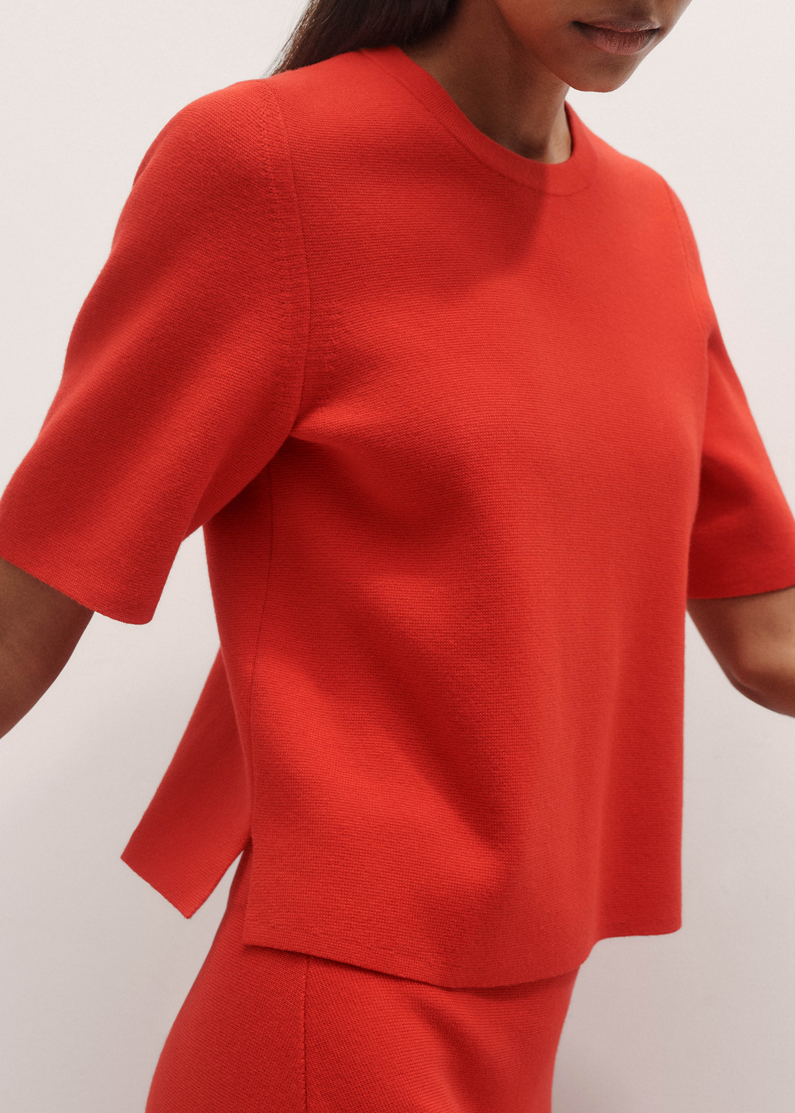 ka na ta XM always summer knit RED 7分袖 ReaganOffShoulderKnitTop-