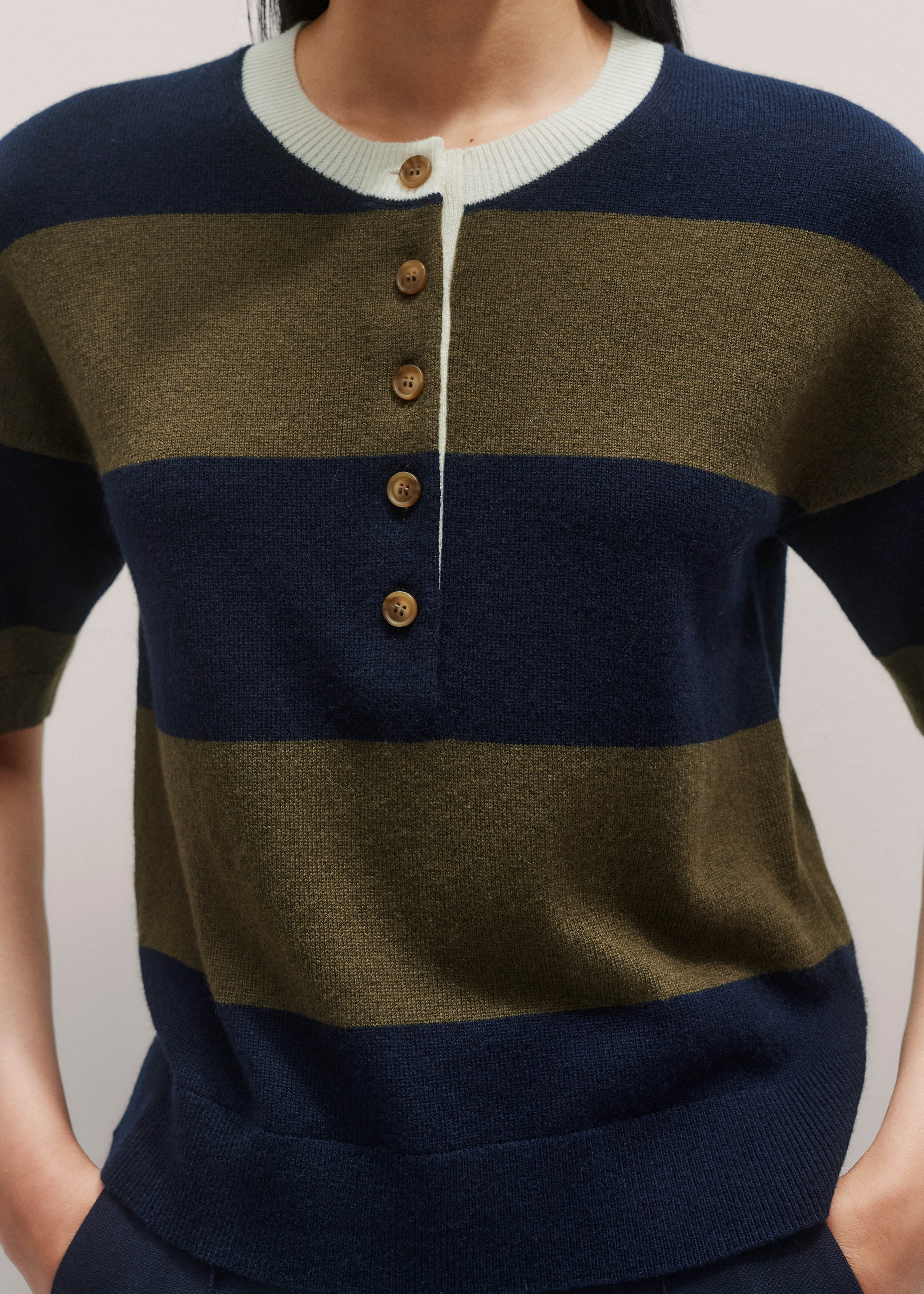 Vince Macrame Stripe Henley Tee - View #10