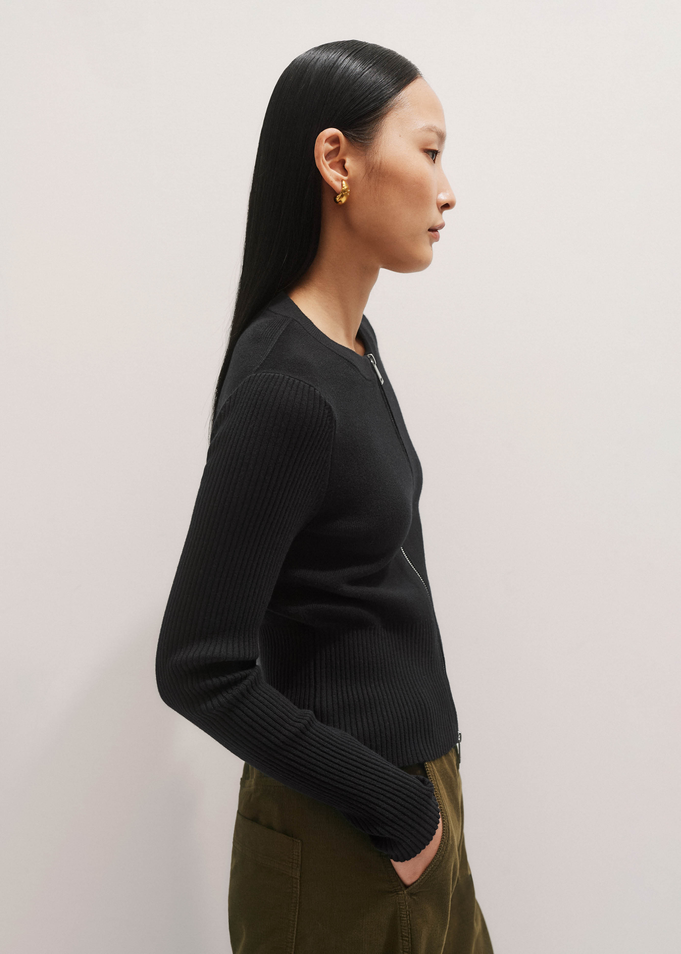 トップス FEKETE KNIT FRILL CARDIGAN Rhinestone cardigan Black / Gray For Women | Maje