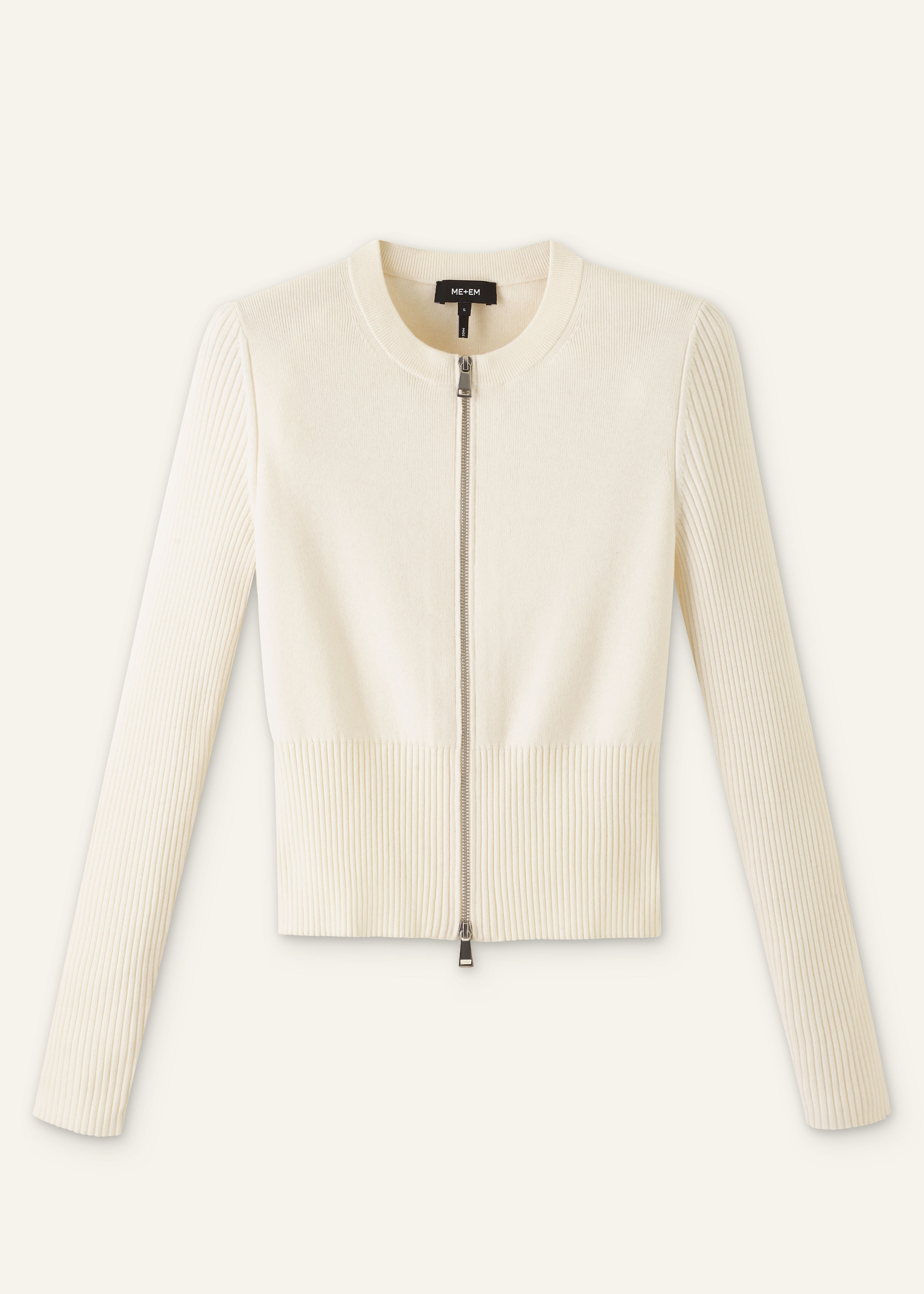 新品未使用アパルトモンComfort Yarn Cardigan Women's Cream Milano Knit Two-Way Zip Cardigan | ME+EM