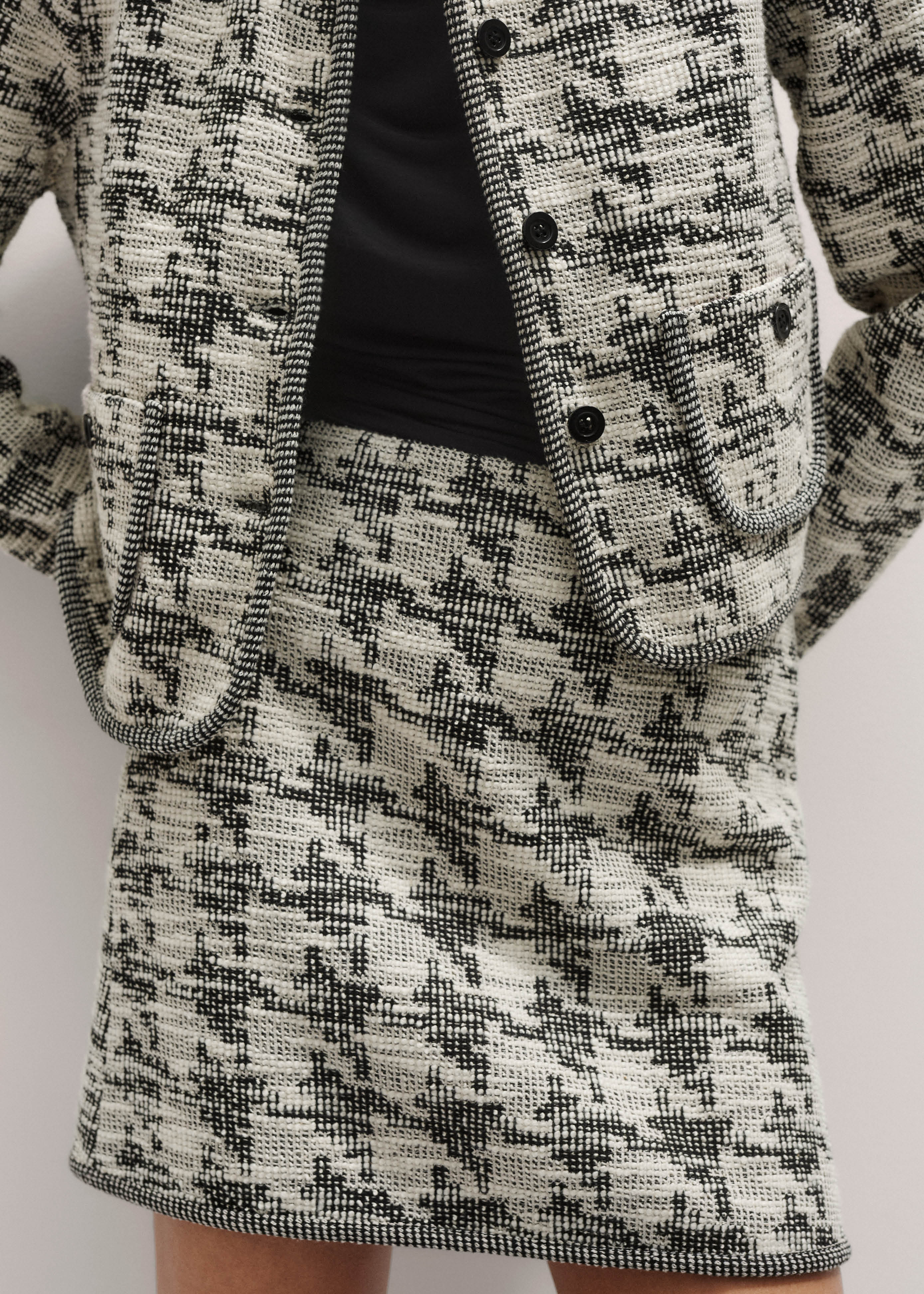 Women's Black Travel Tweed Jacket + Mini Skirt Co-ord | ME+EM