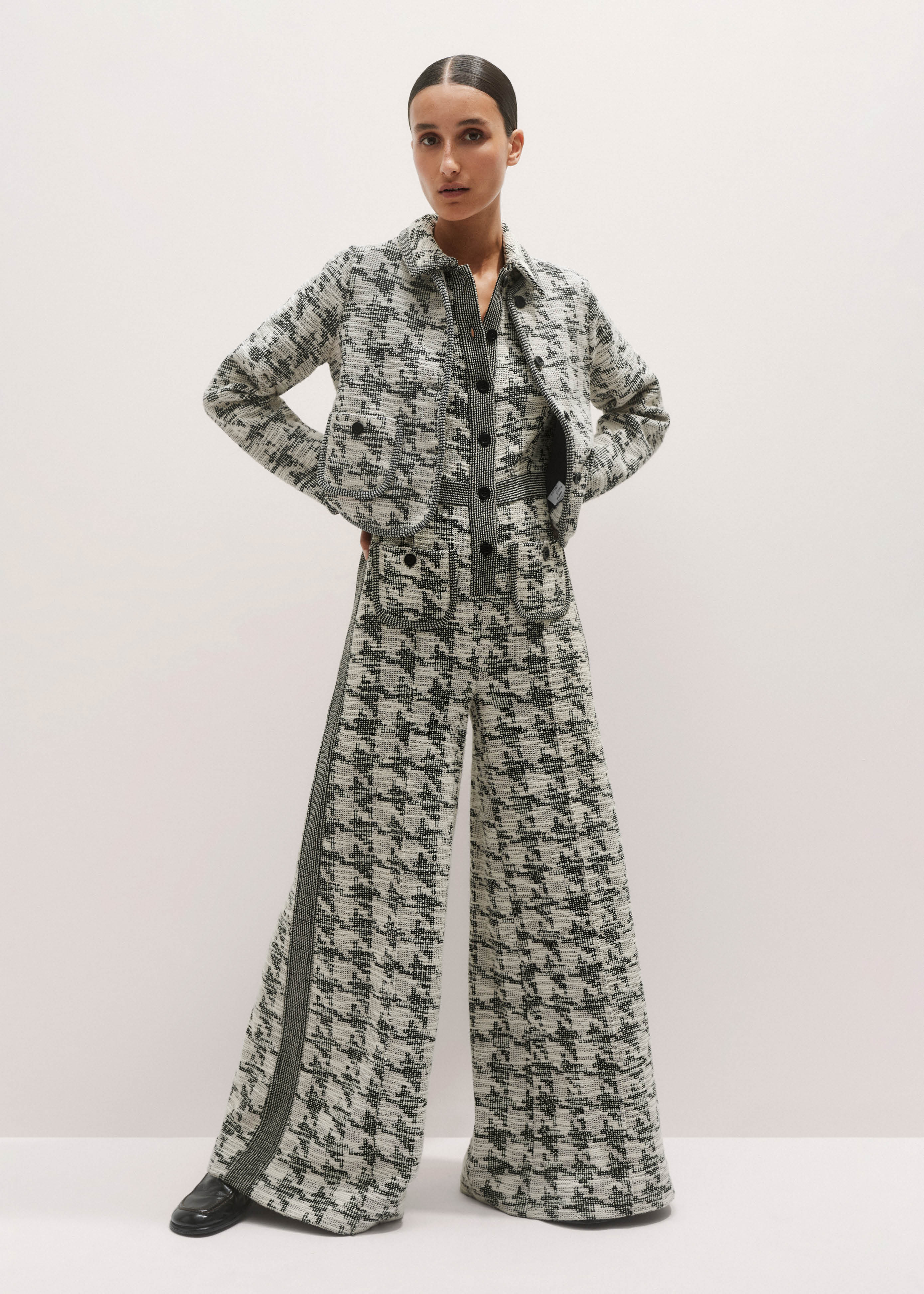 Women's Black Travel Tweed Jumpsuit + Jacket Co-ord | ME+EM