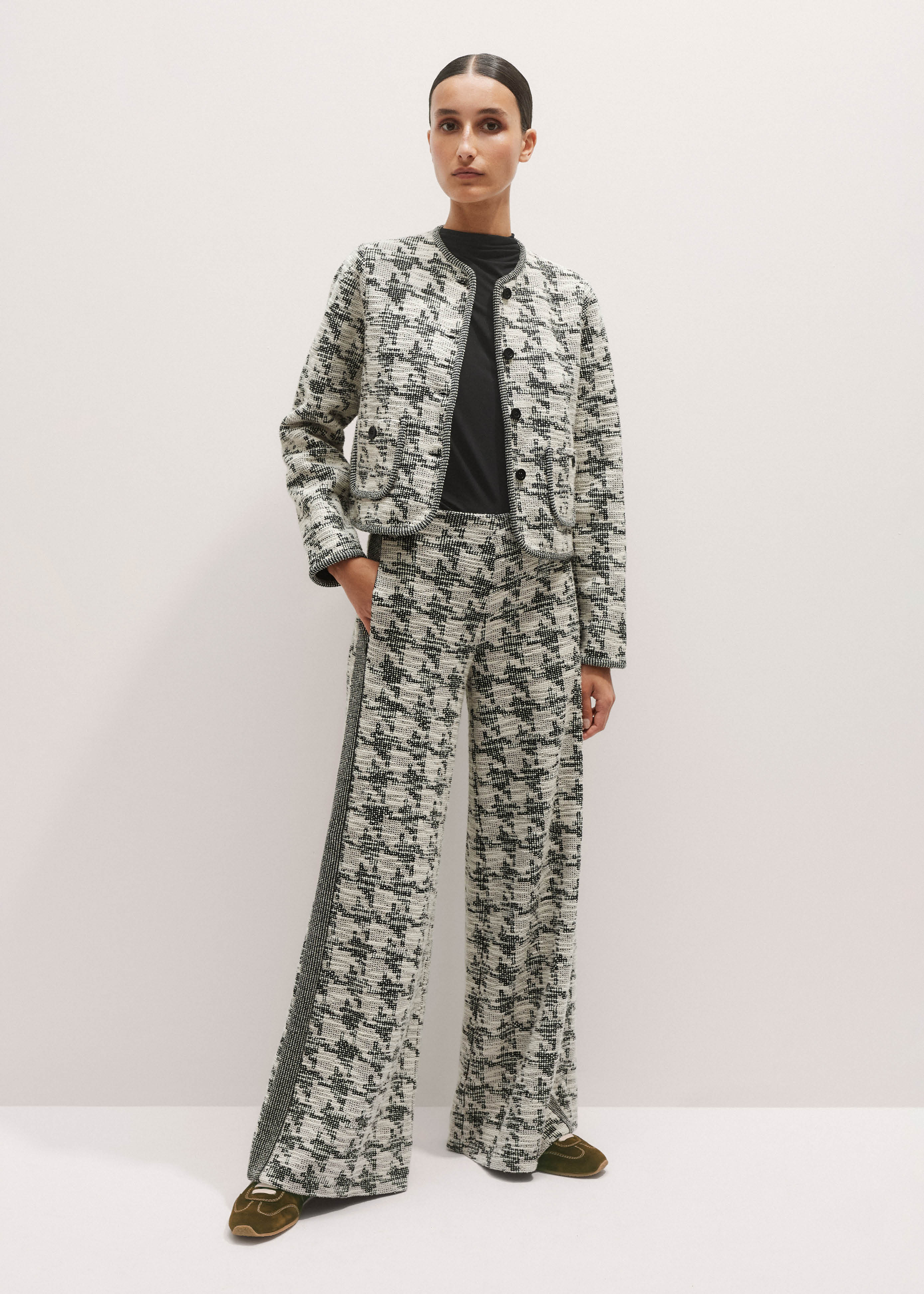 Jade | Women's 2 Piece Printed Wide Leg Trouser Set 3/4 Sleeve