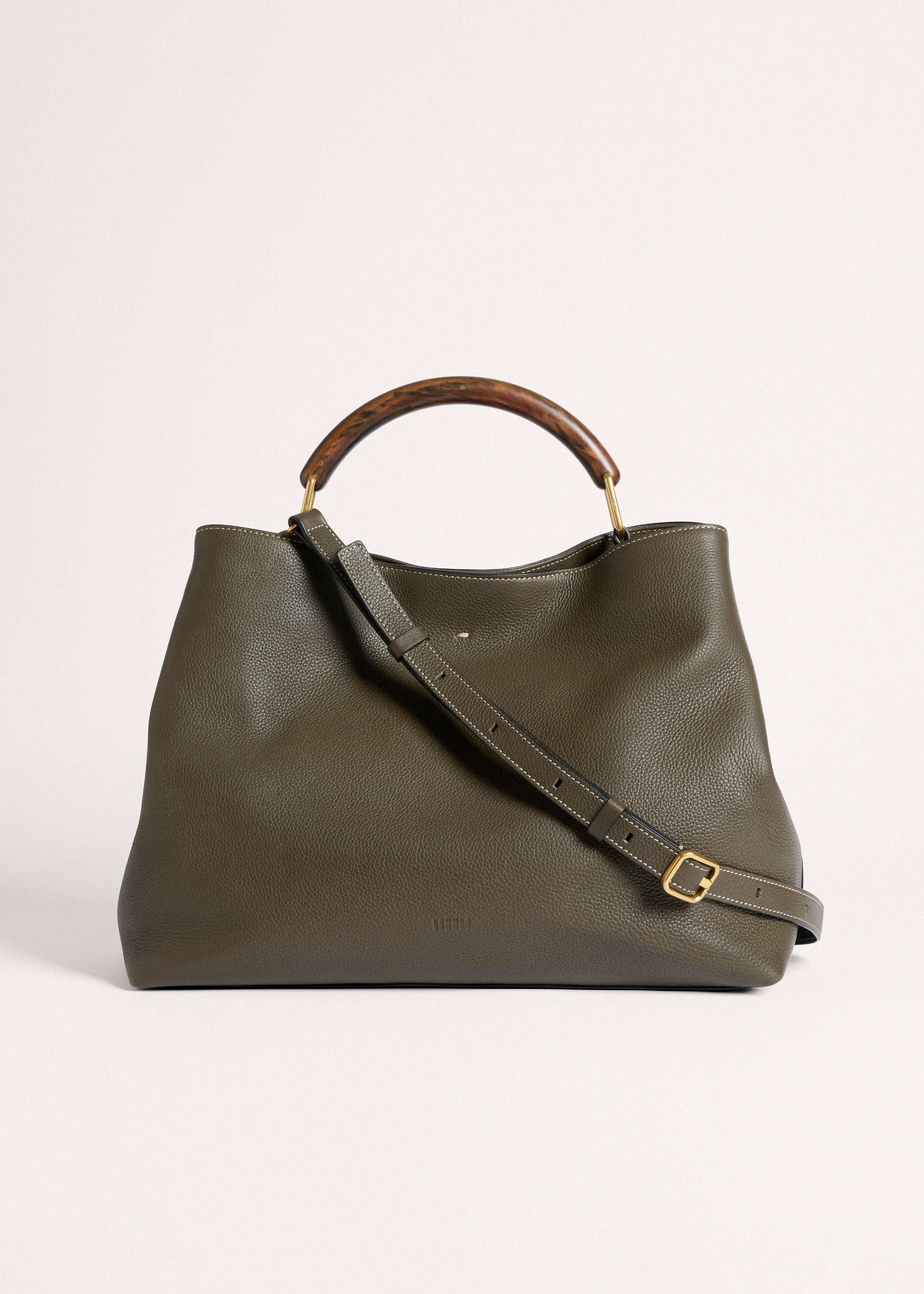 Women's Olive Green Leather Soft Constructed Day Bag | ME+EM