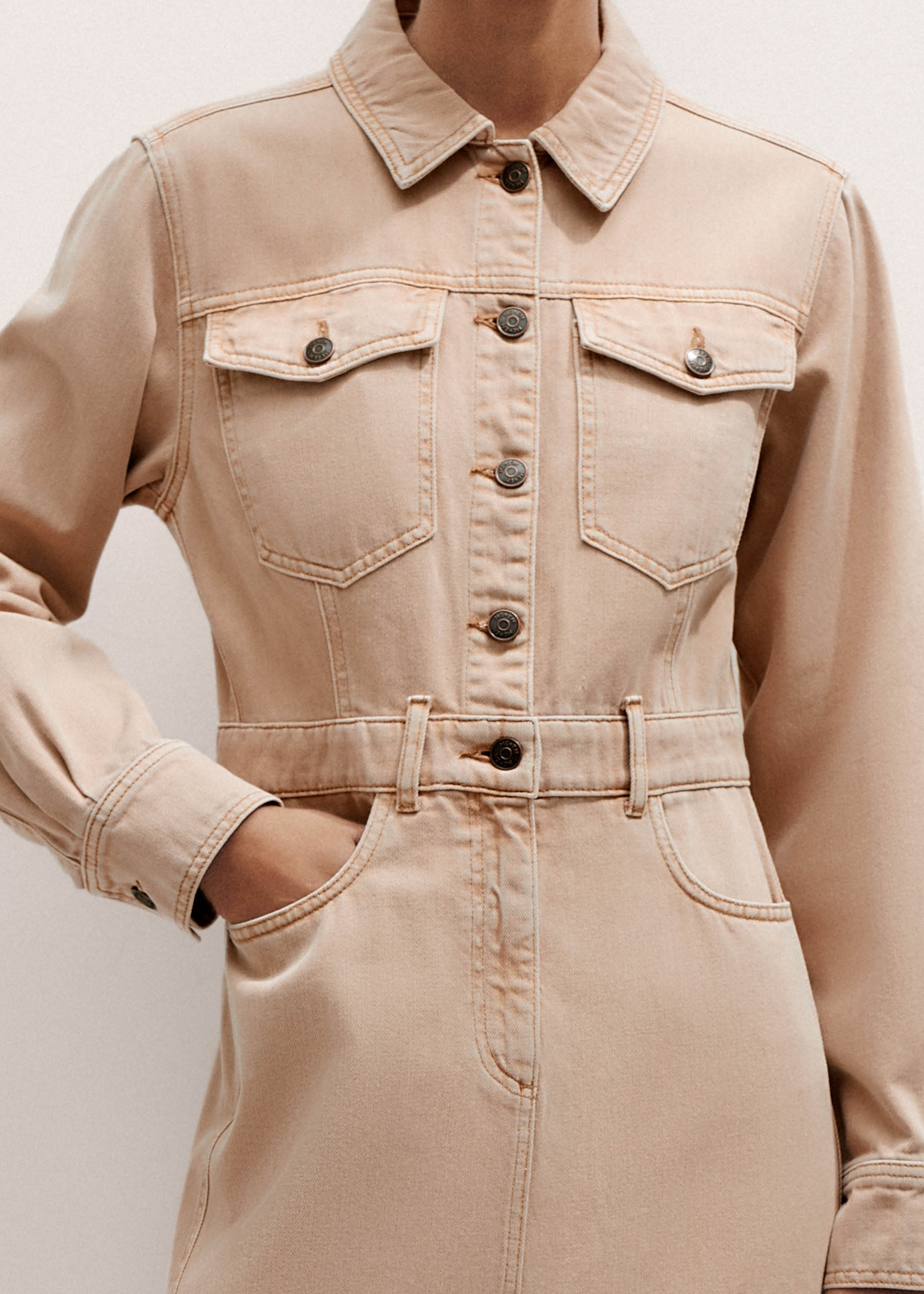 beige denim shirt dress Denver Front Slit Denim Maxi Dress main image 0
