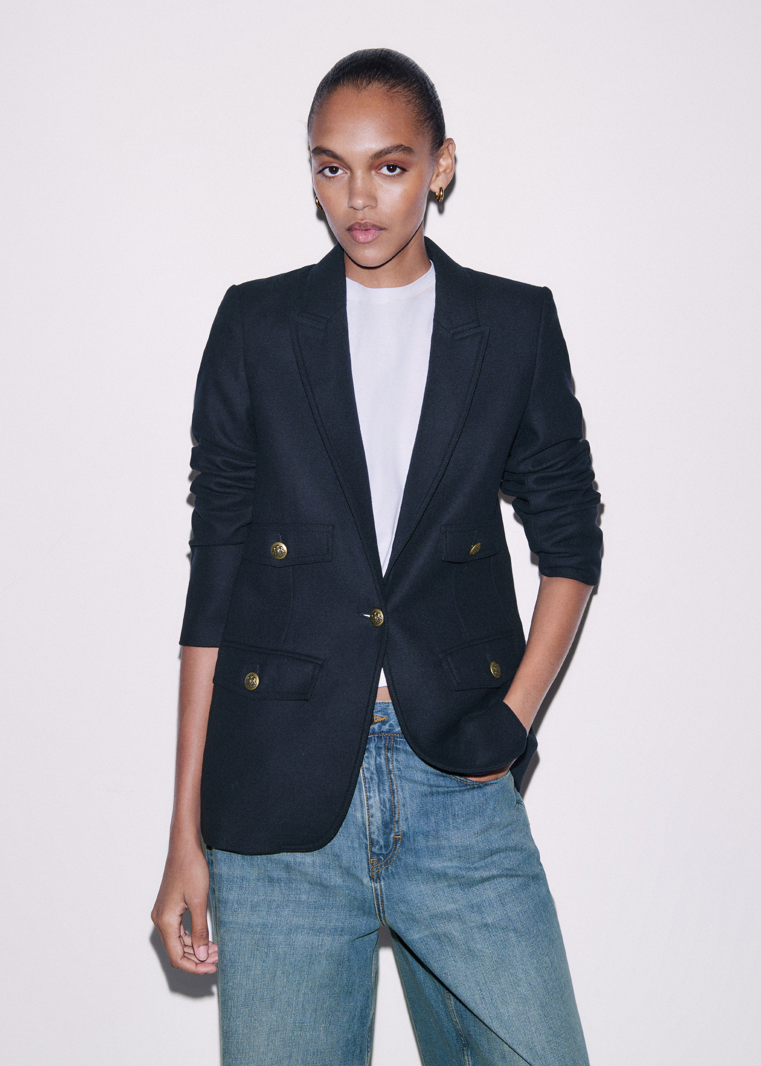 T.T【美品】アンドミー　コート　and me/ever navy Women's Navy Soft Shoulder Military Coat | ME+EM