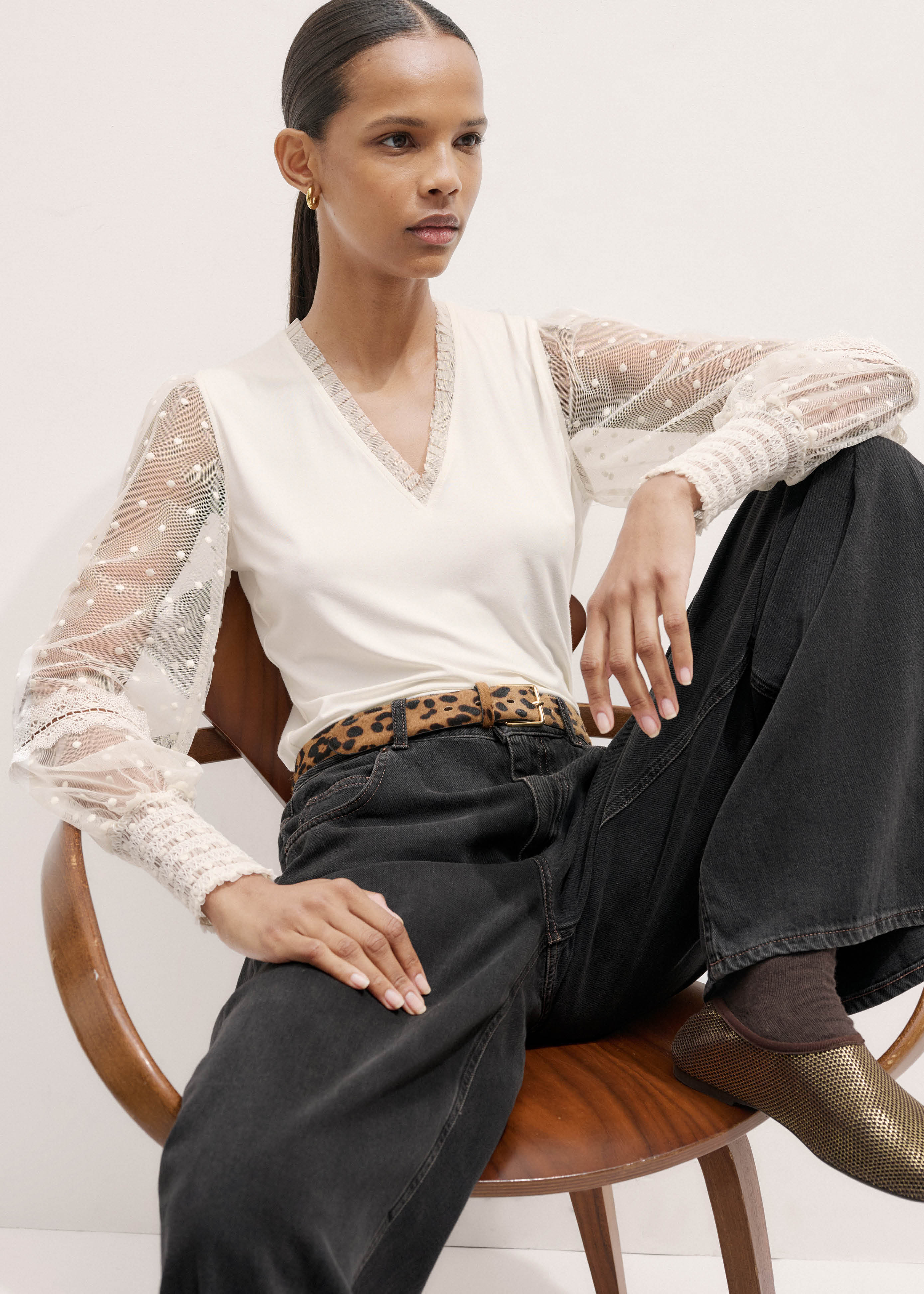 Women's Cream Layering Blouse | ME+EM