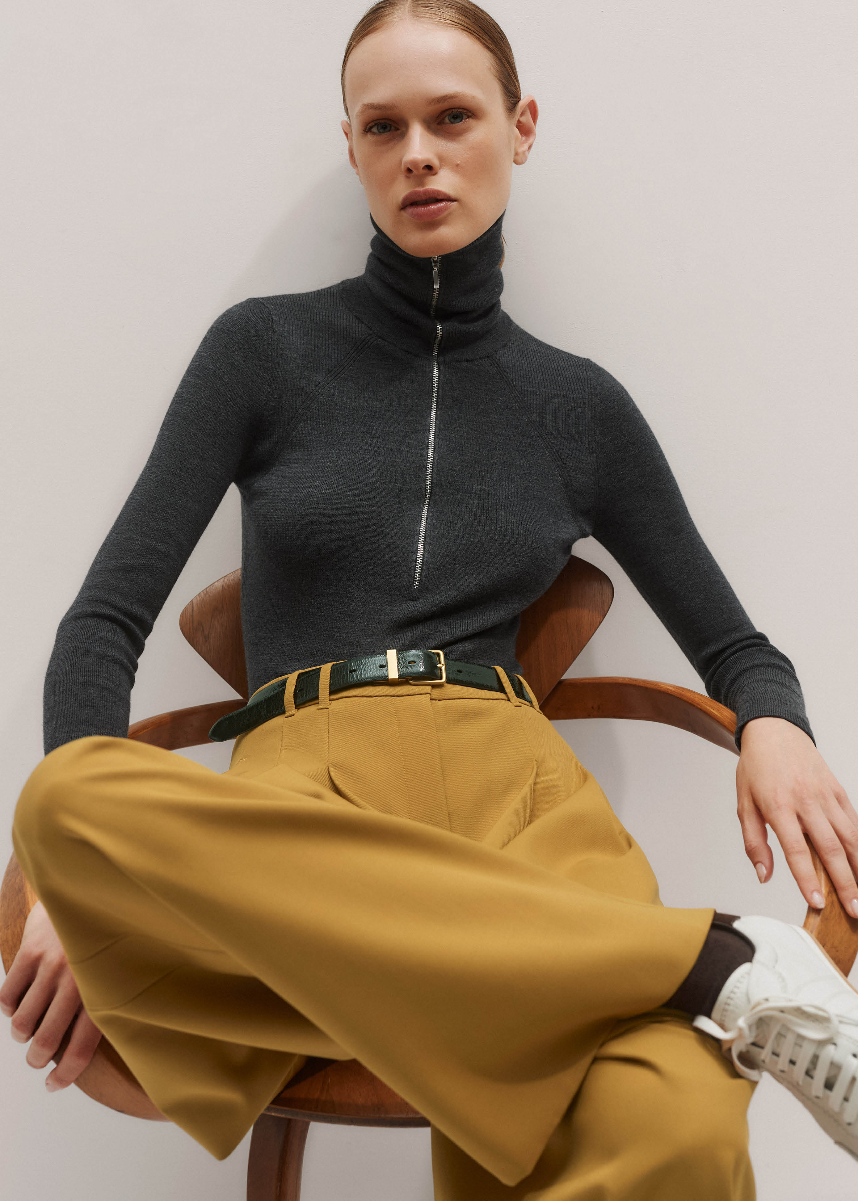 Women's Gray Half Zip Sweater | ME+EM