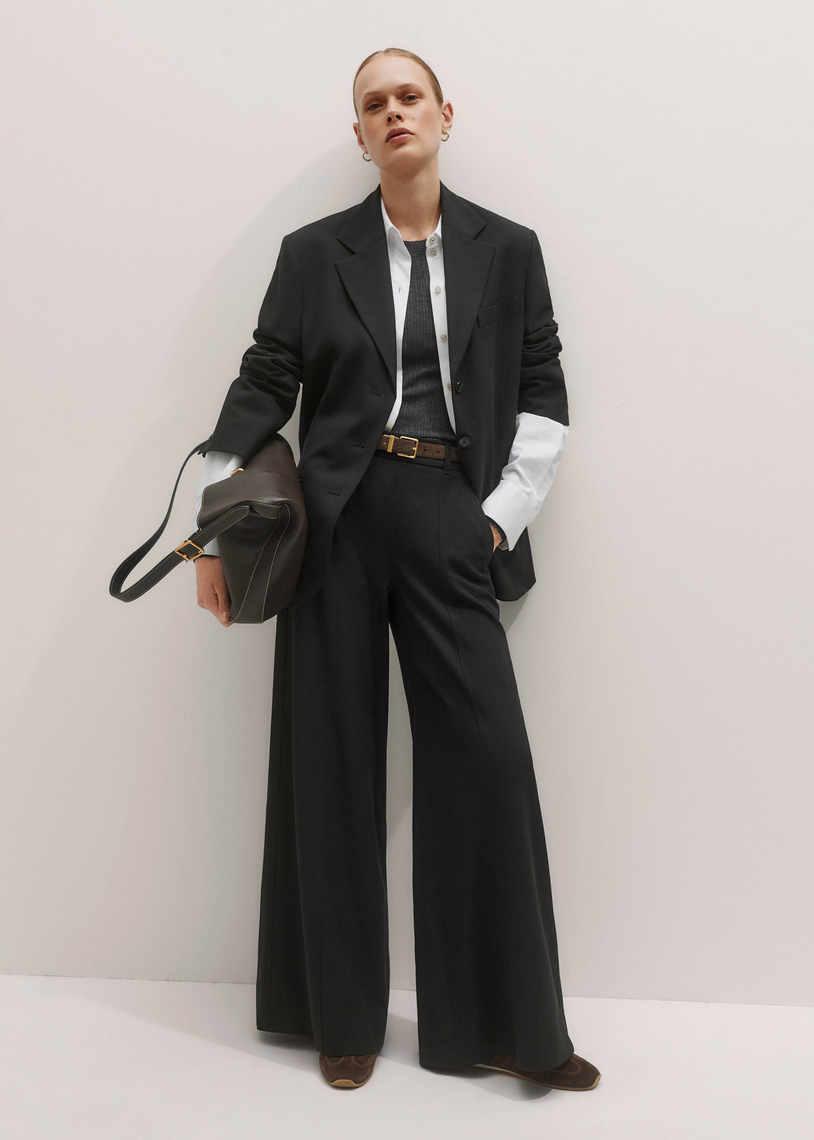 Women's Black Tailored Wide-Leg Pant | ME+EM