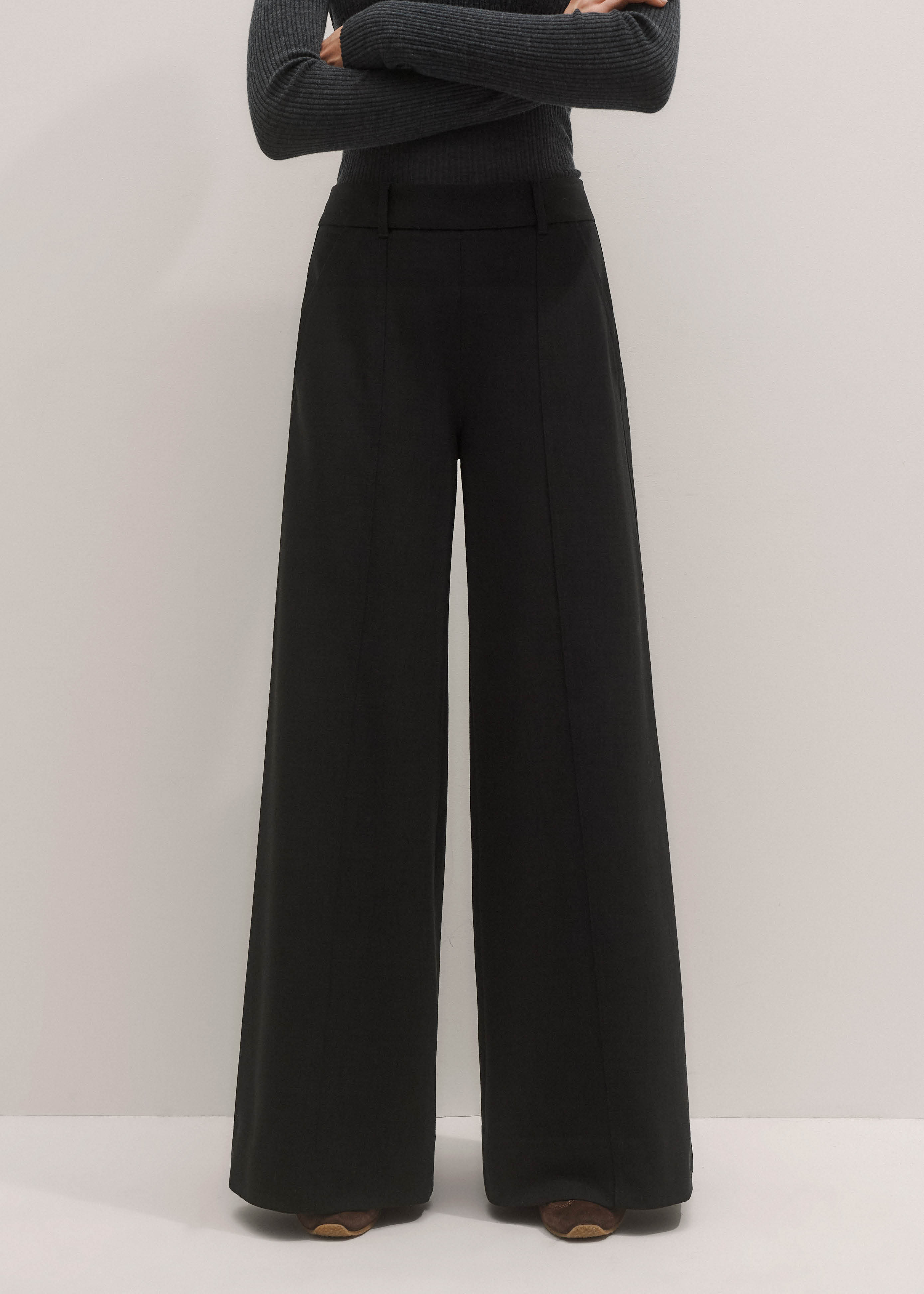 Women's Black Tailored Wide-Leg Pant | ME+EM