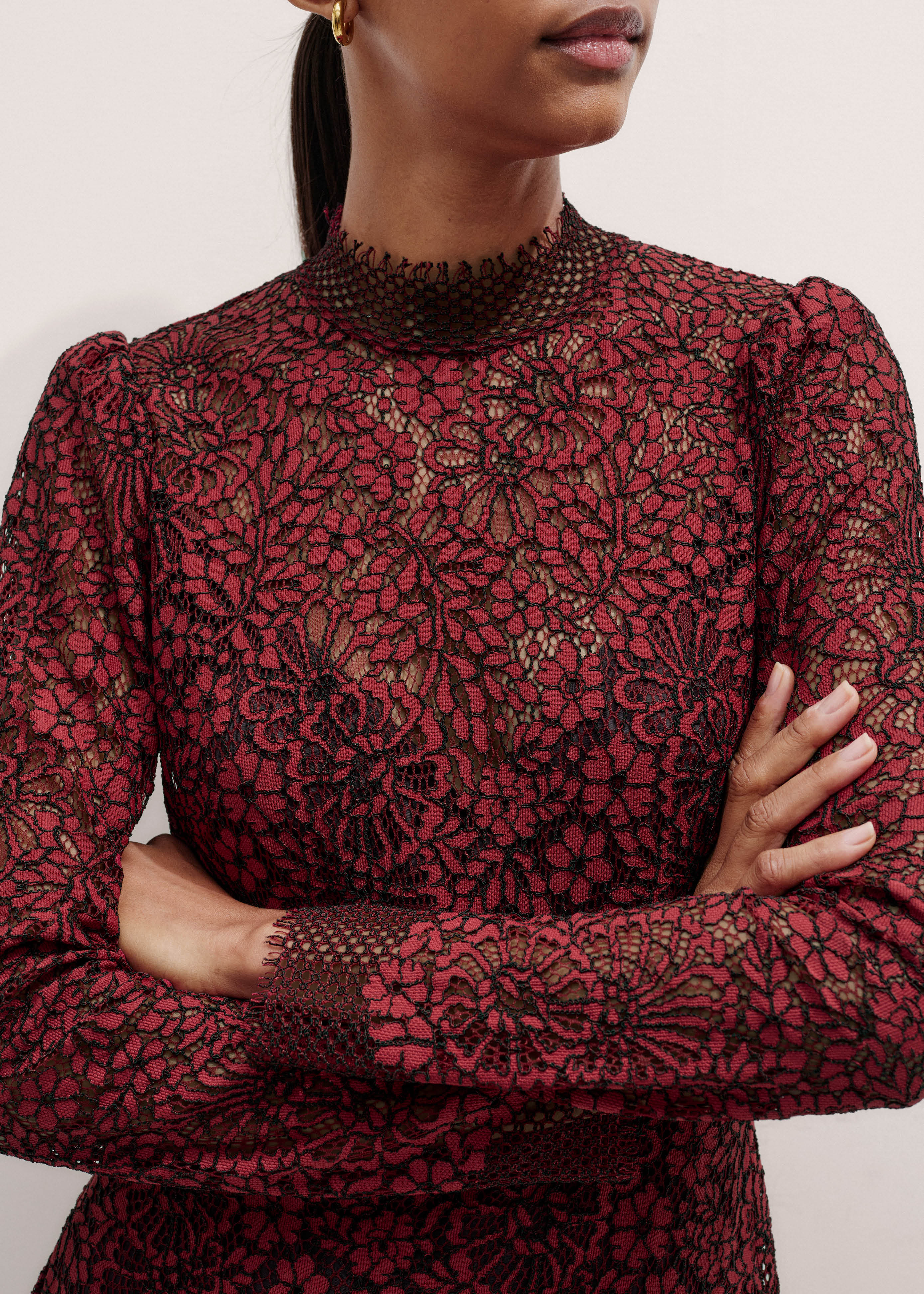 Women's Red Two-Tone Maxi Dress | ME+EM Women's Red Two-Tone Maxi Dress | ME+EM