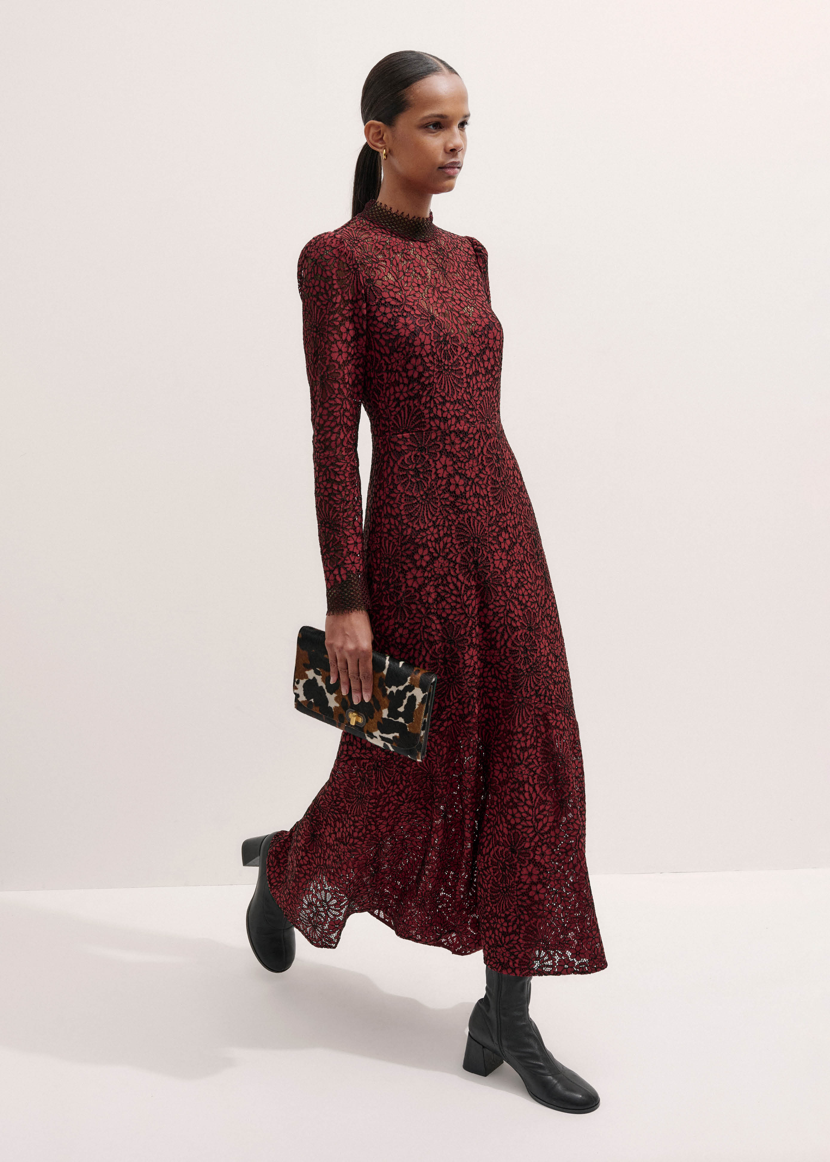 ME+EM Lace Maxi Dress - Red/Black