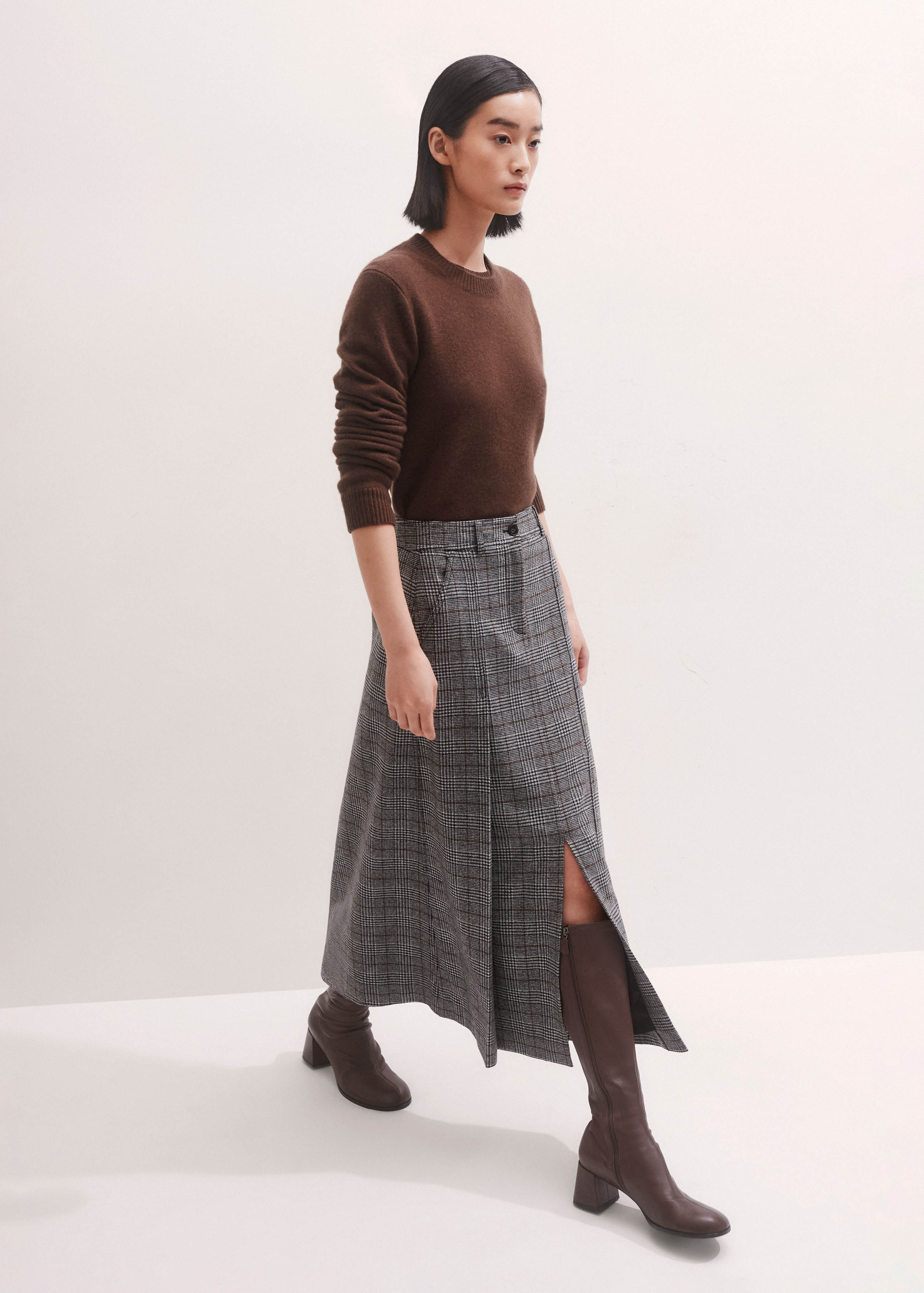 【M】andmary Coco check pleats skirt black ANDMARY】Coco check pleats skirt