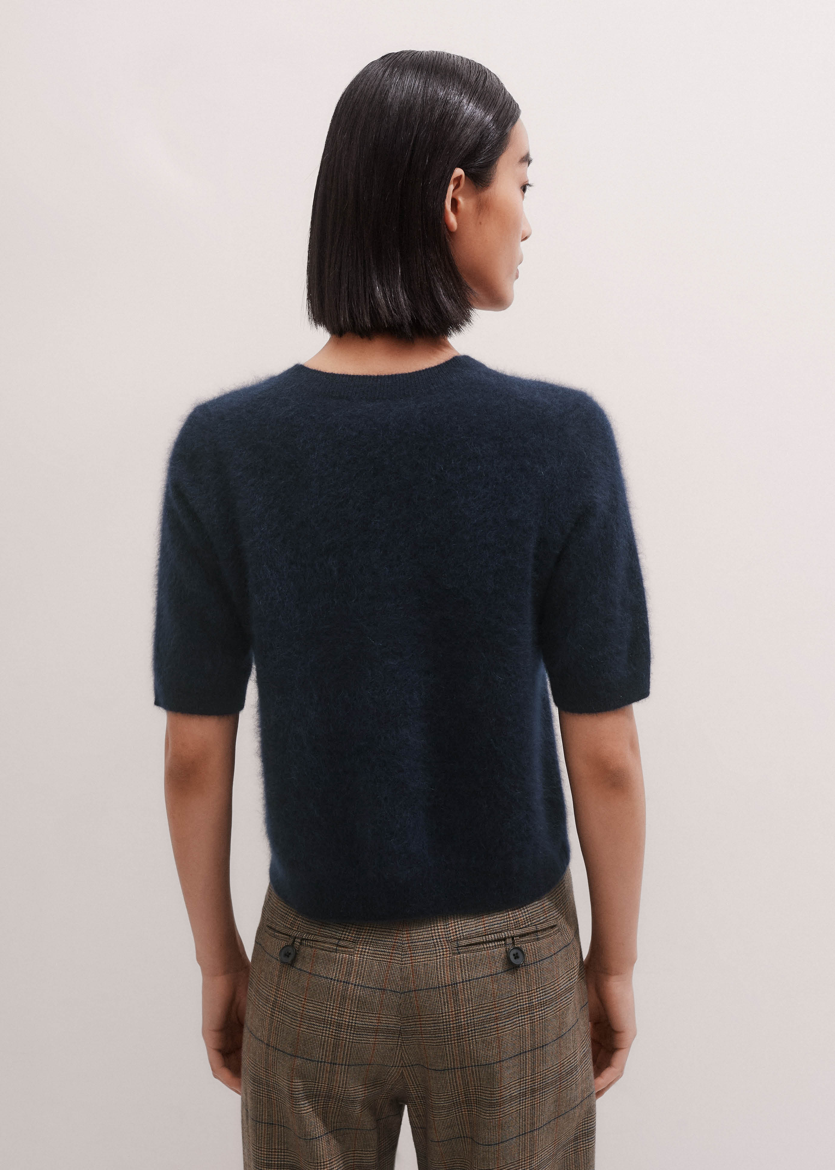 Women's Blue Crop Knit Tee | ME+EM