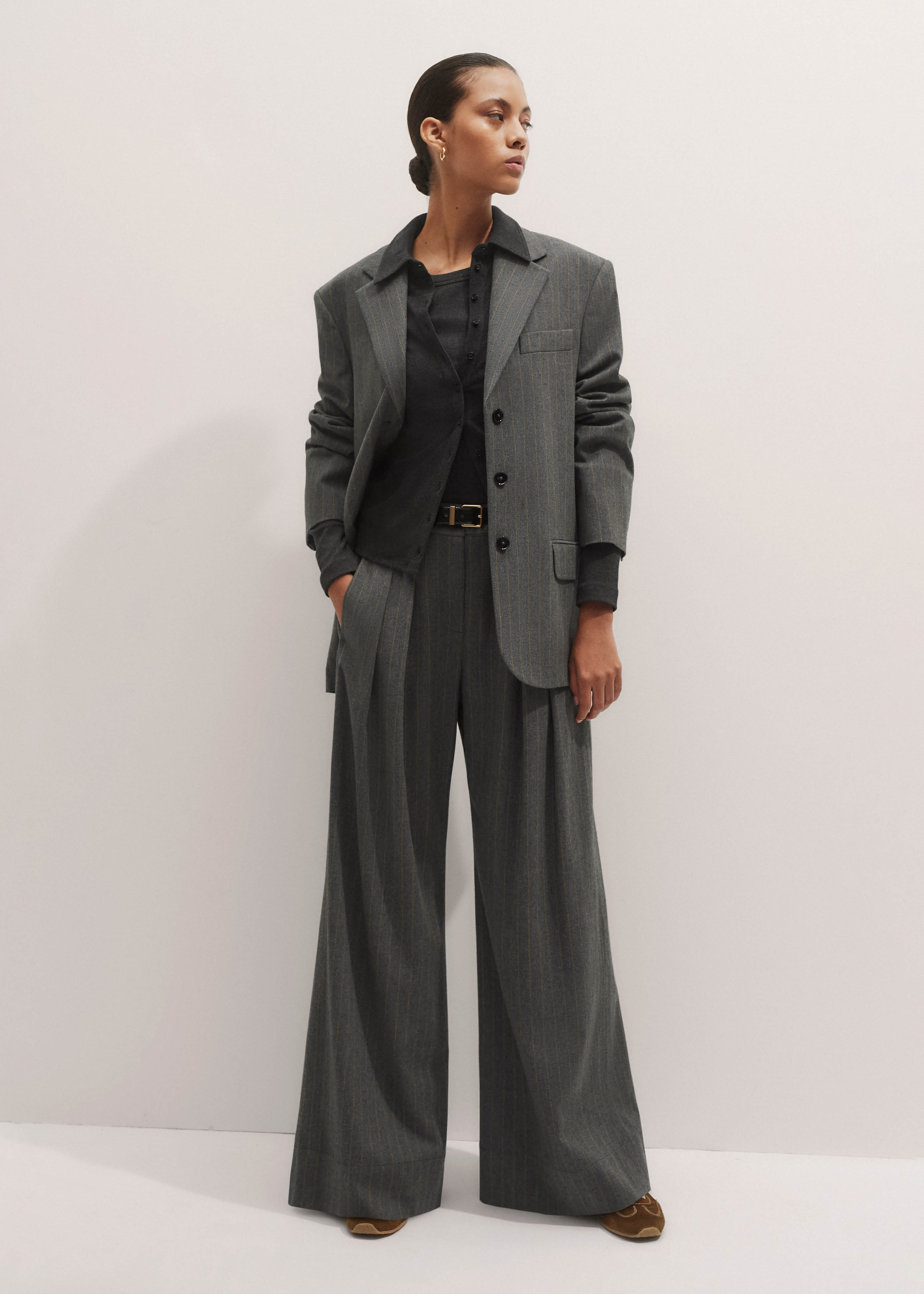 Women's Gray Double Pleat Pant | ME+EM
