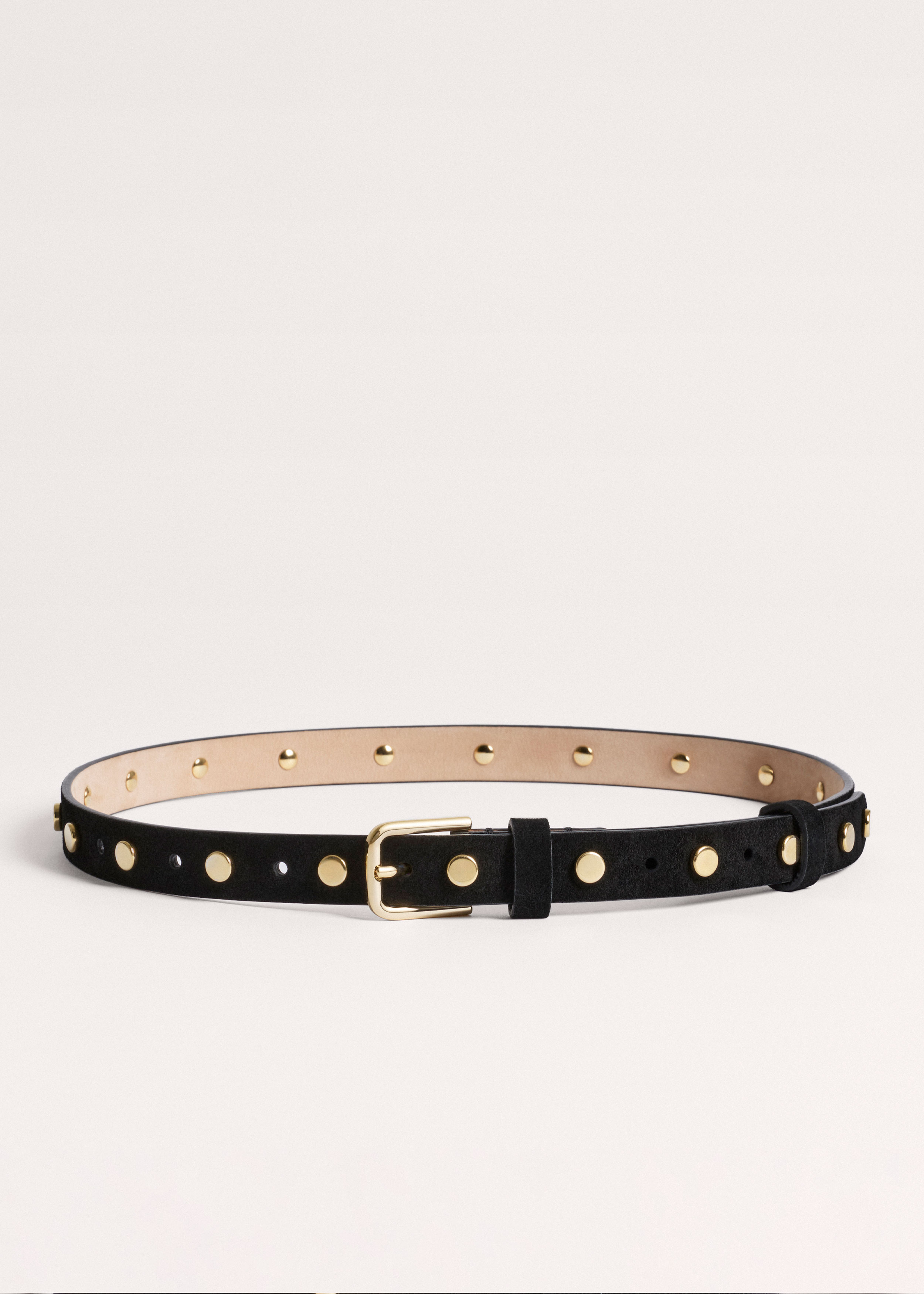 Mango Black Belt with Gold Studs Benny Belt with Studs in Black Leather and Gold – KHAITE main image 2