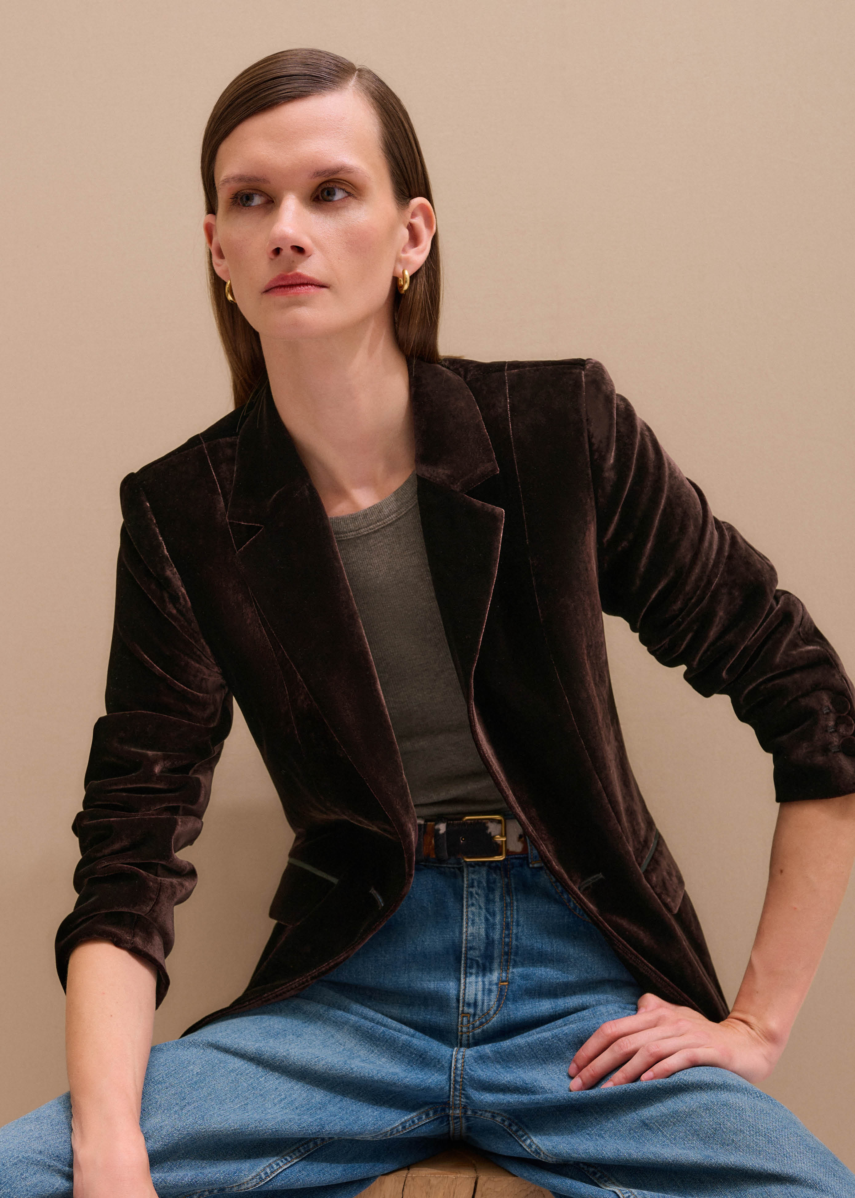 Women's Brown Fluid Blazer | ME+EM