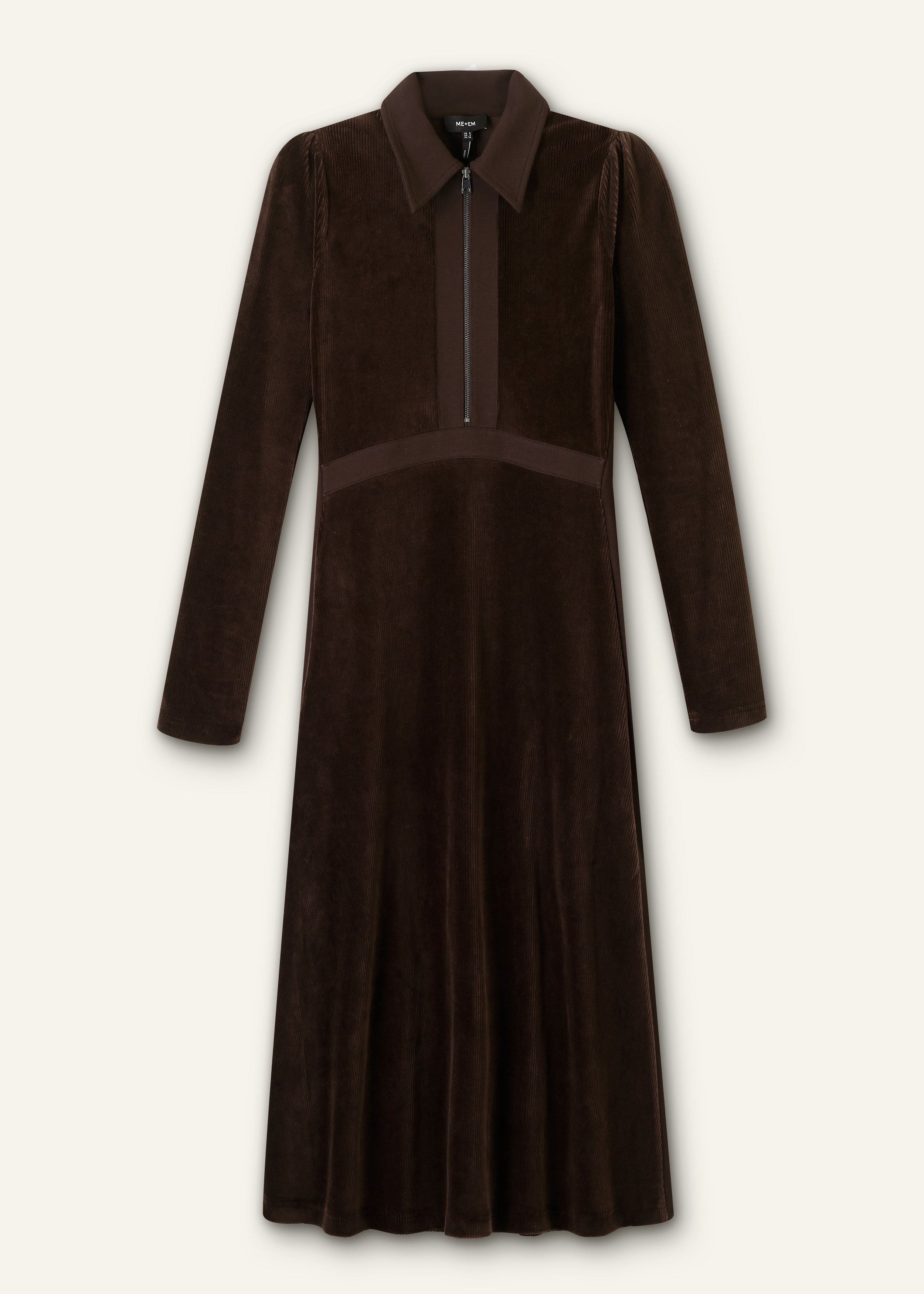 chocolate brown corduroy dress Aspiga Ladies Sustainable Stema Mini Cotton Corduroy Mini Dress Chocolate  Brown main image 1