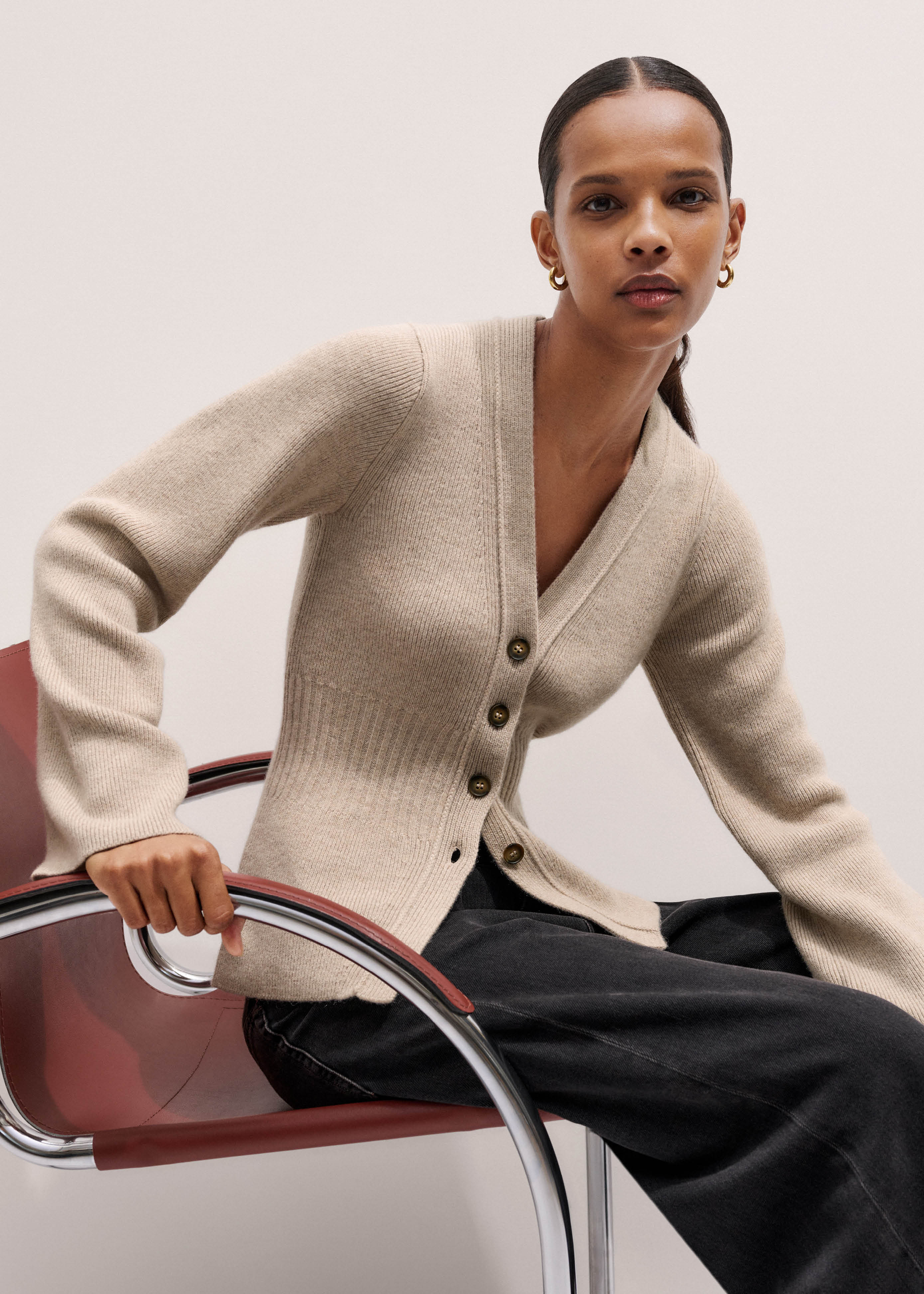 Women's Black Merino Cotton Milano Knit Cocktail Cardigan | ME+EM