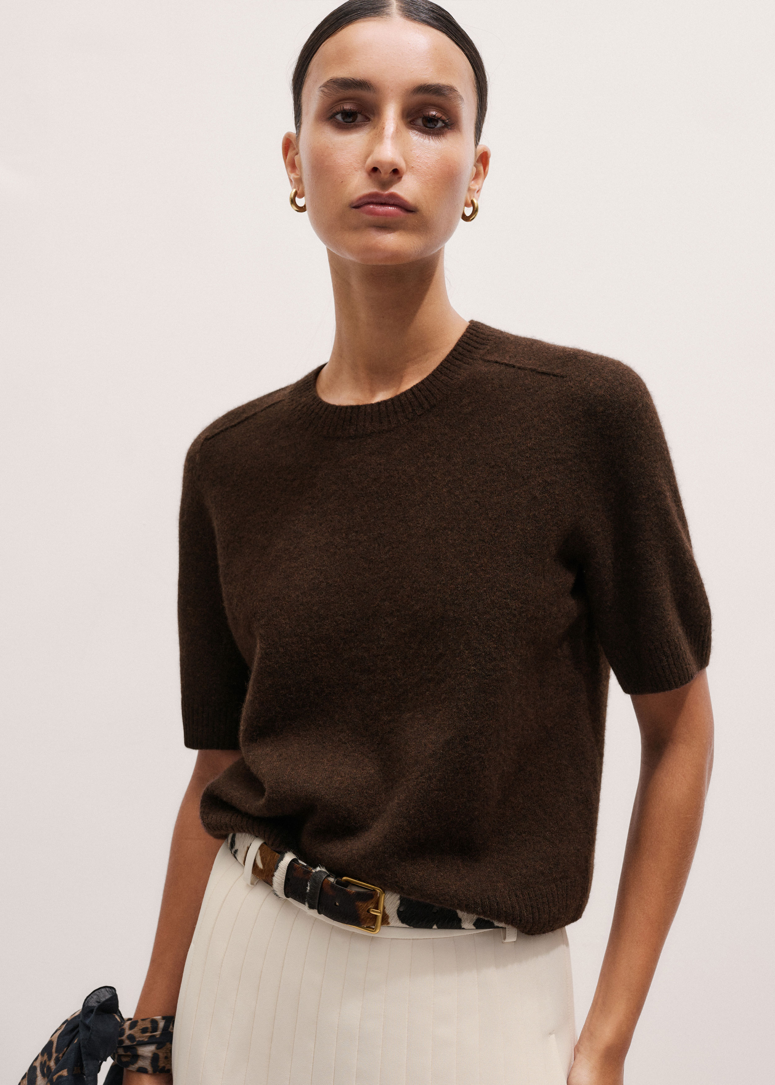 Women's Brown Felted Knit Tee | ME+EM