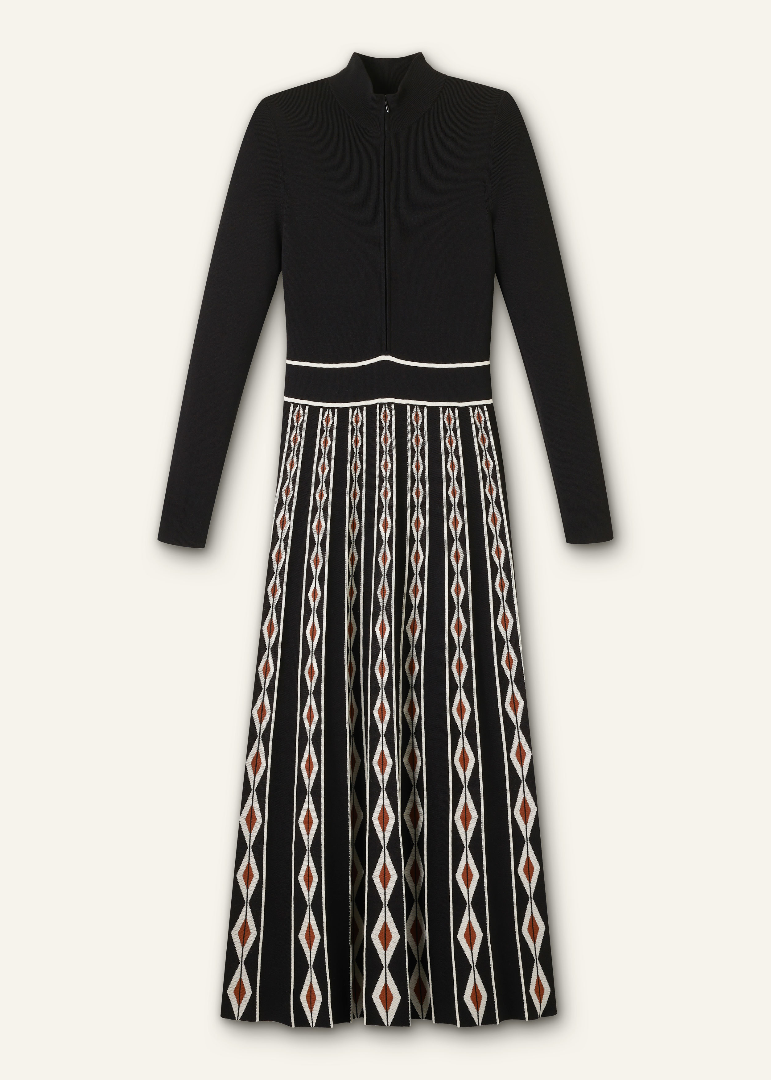 Women's Black Jacquard Half Zip Maxi Dress | ME+EM