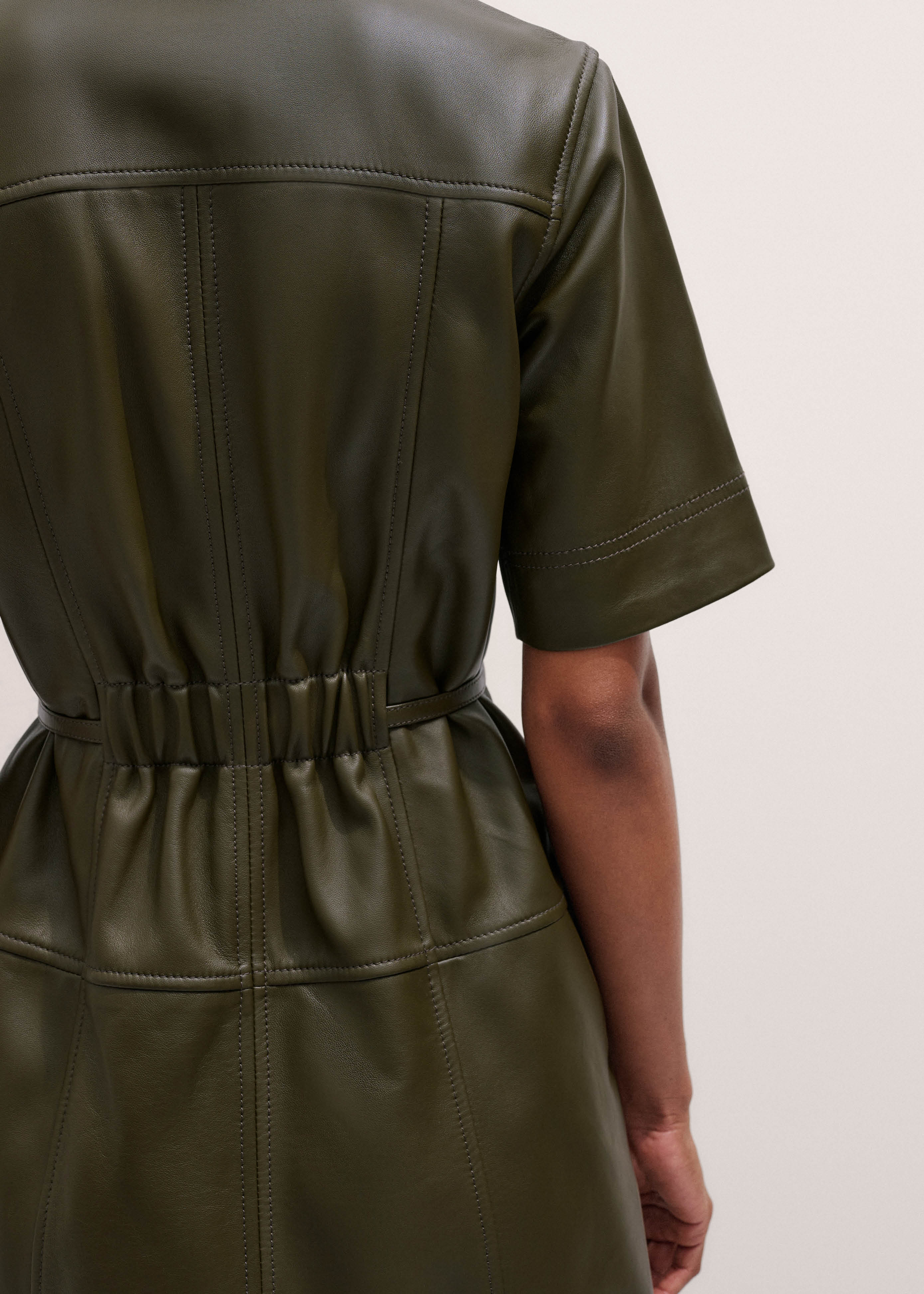 Women's Olive Green Midi Dress + Belt | ME+EM Women's Olive Green Midi Dress + Belt | ME+EM