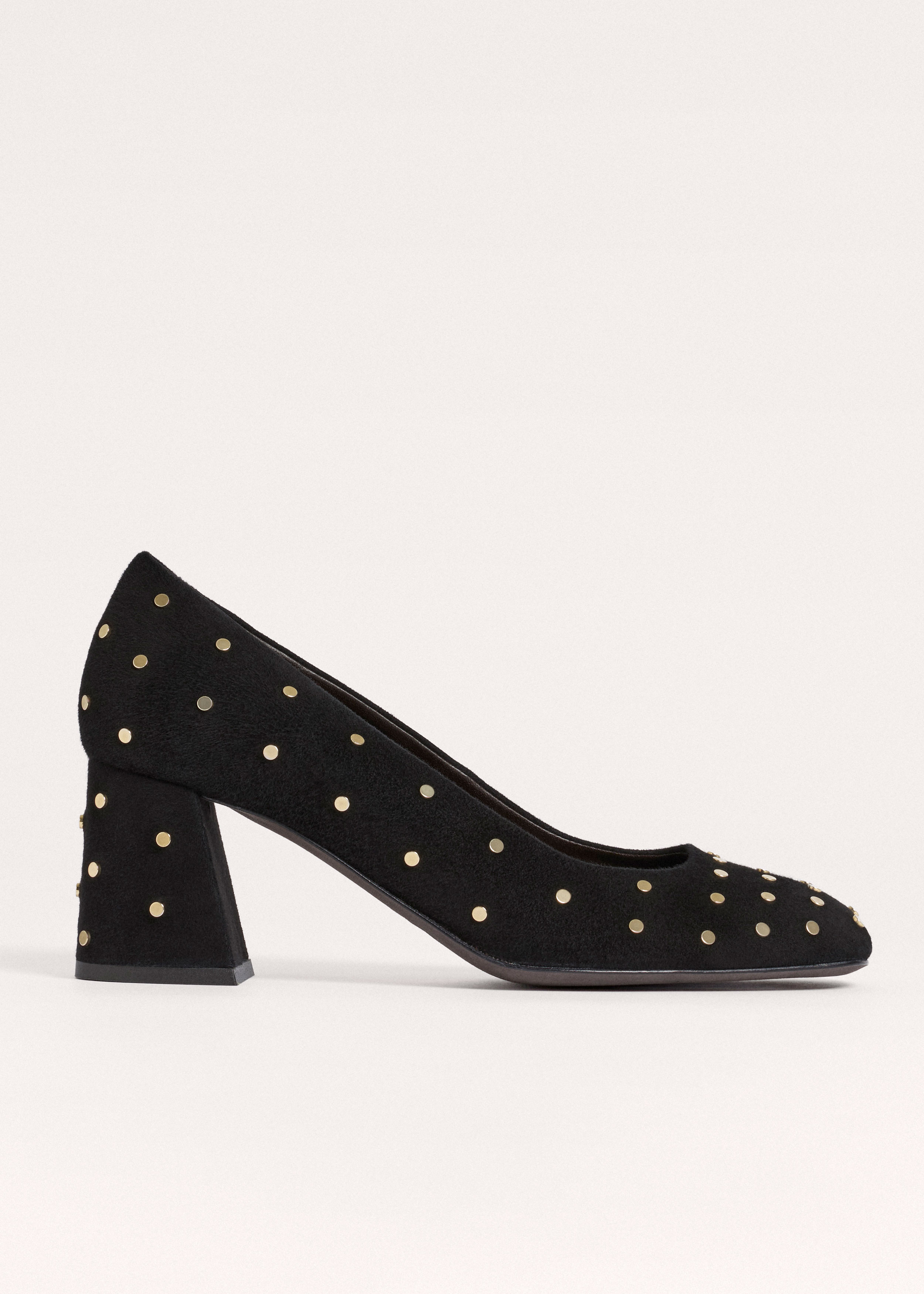 Women's Black Suede Stud Block Heel ME+EM