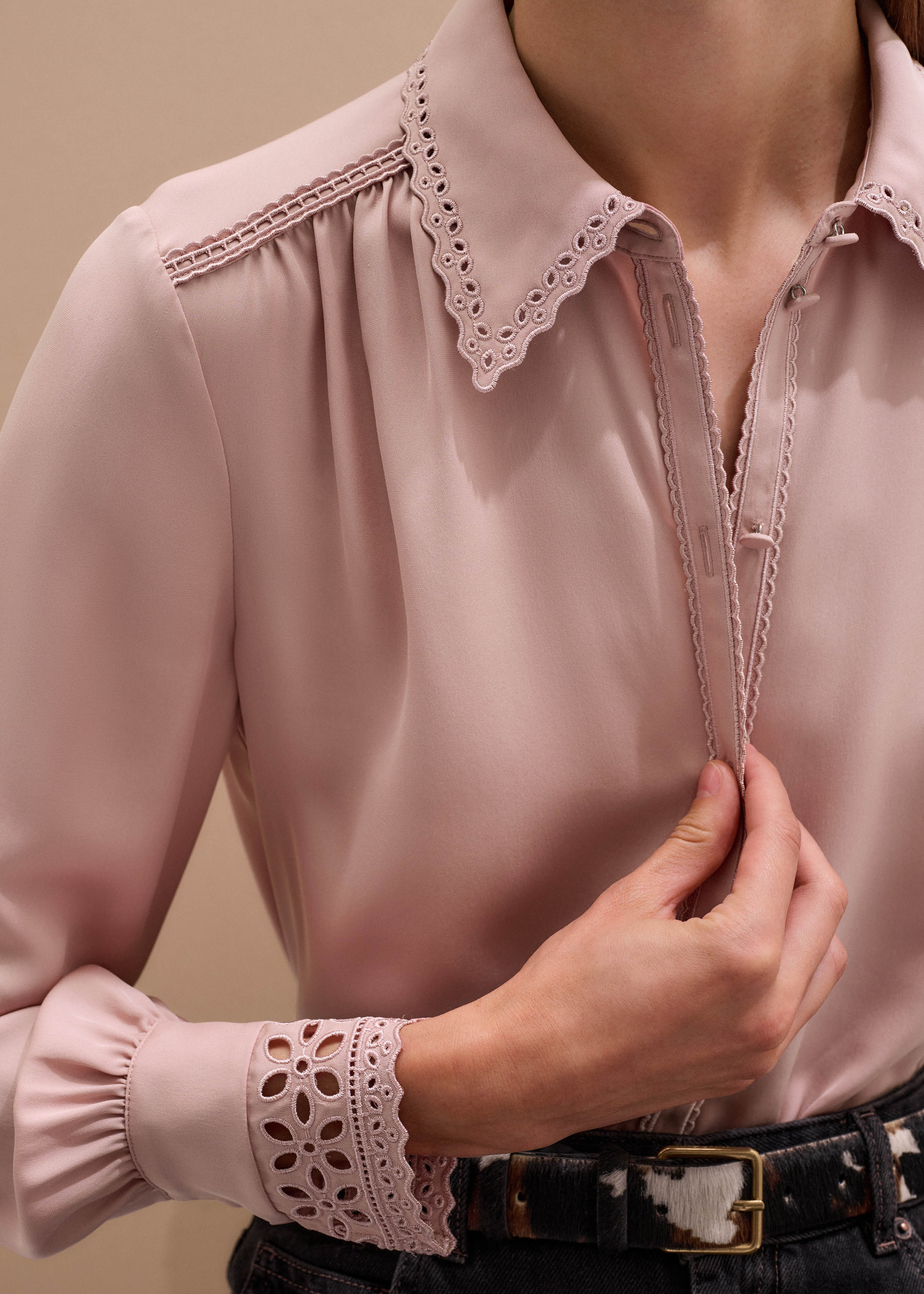 Women's Pink In-The-Details Blouse | ME+EM
