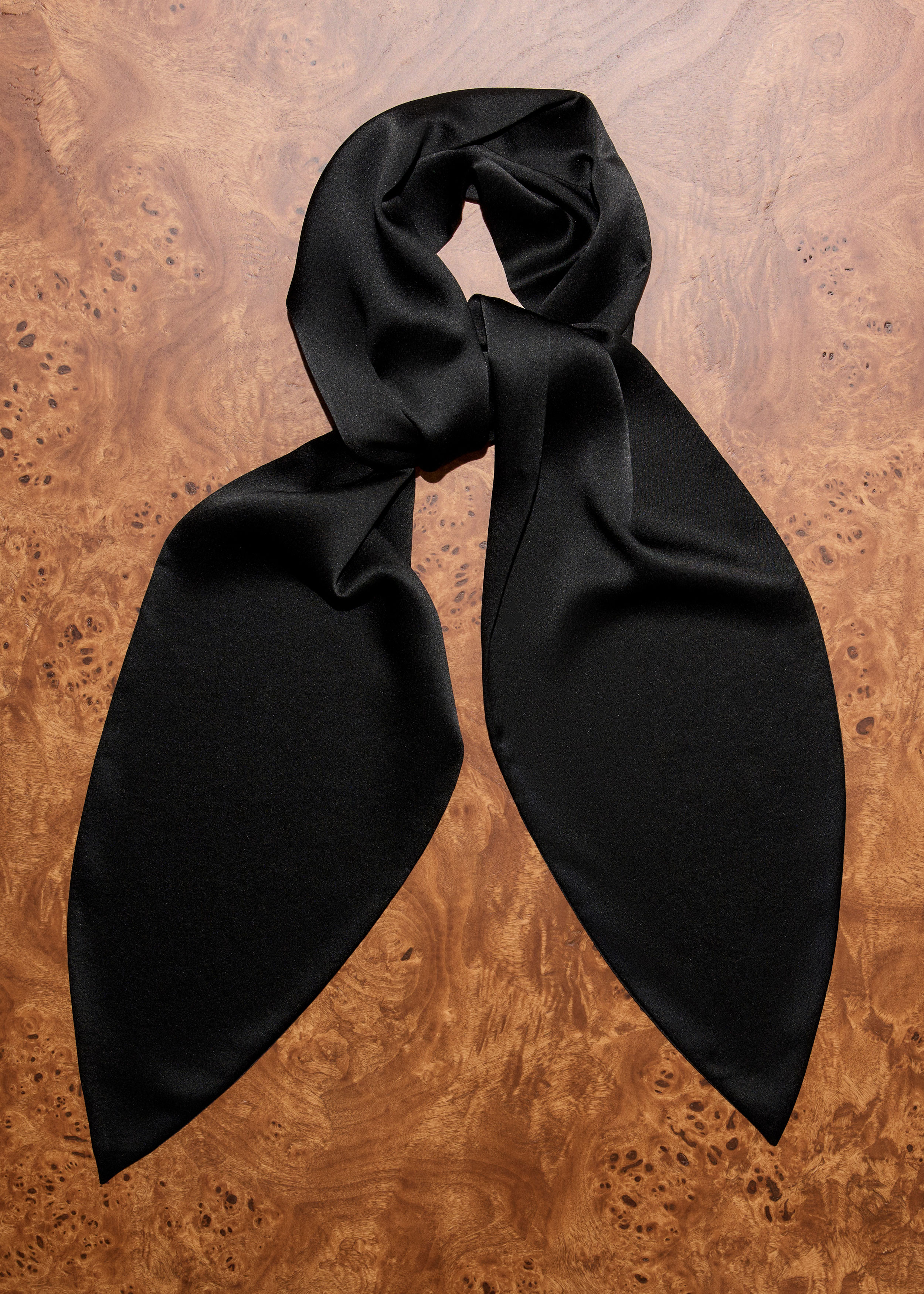 Women's Black Silk Satin Evening Scarf | ME+EM