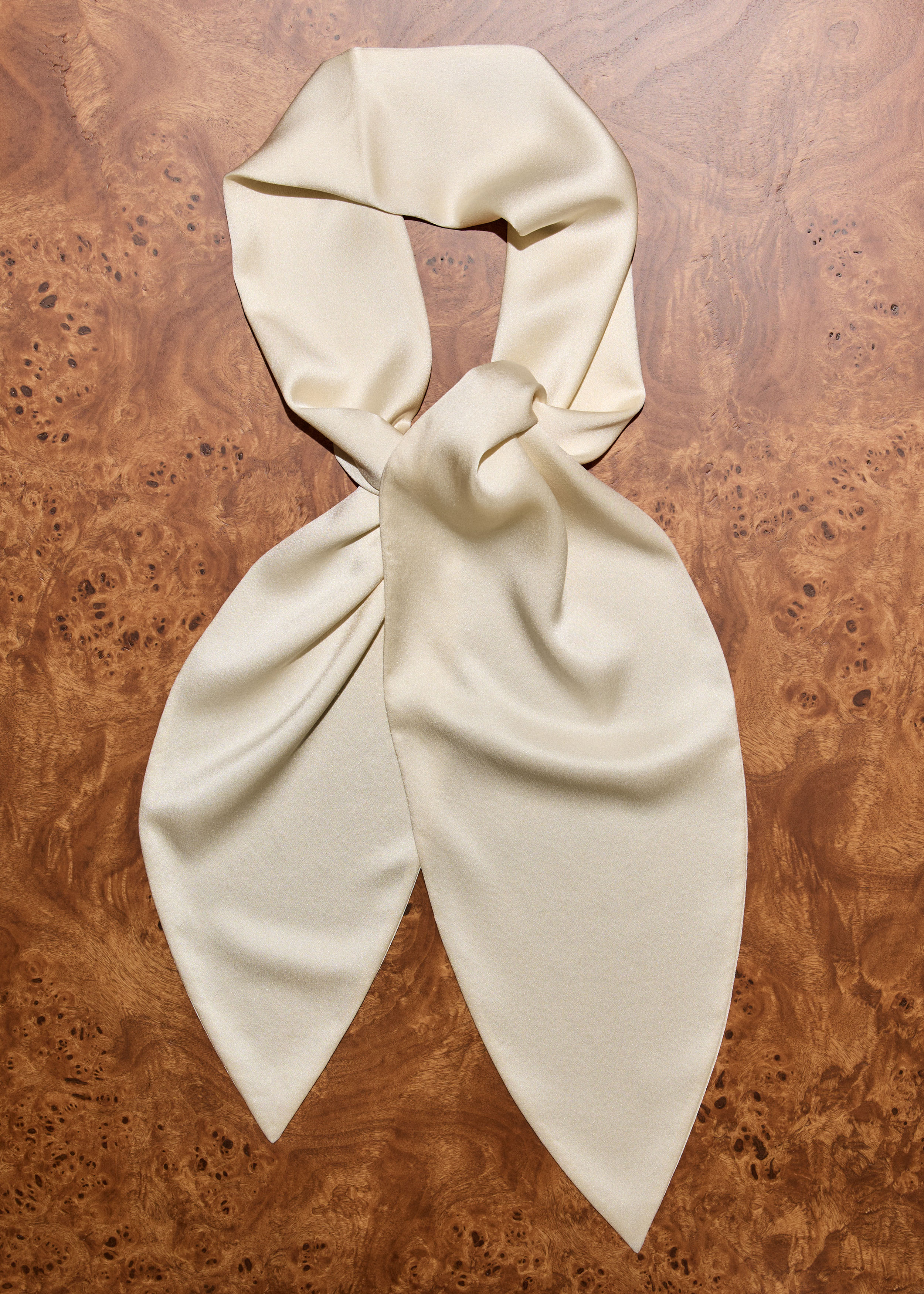 Women's Cream Silk Satin Evening Scarf | ME+EM