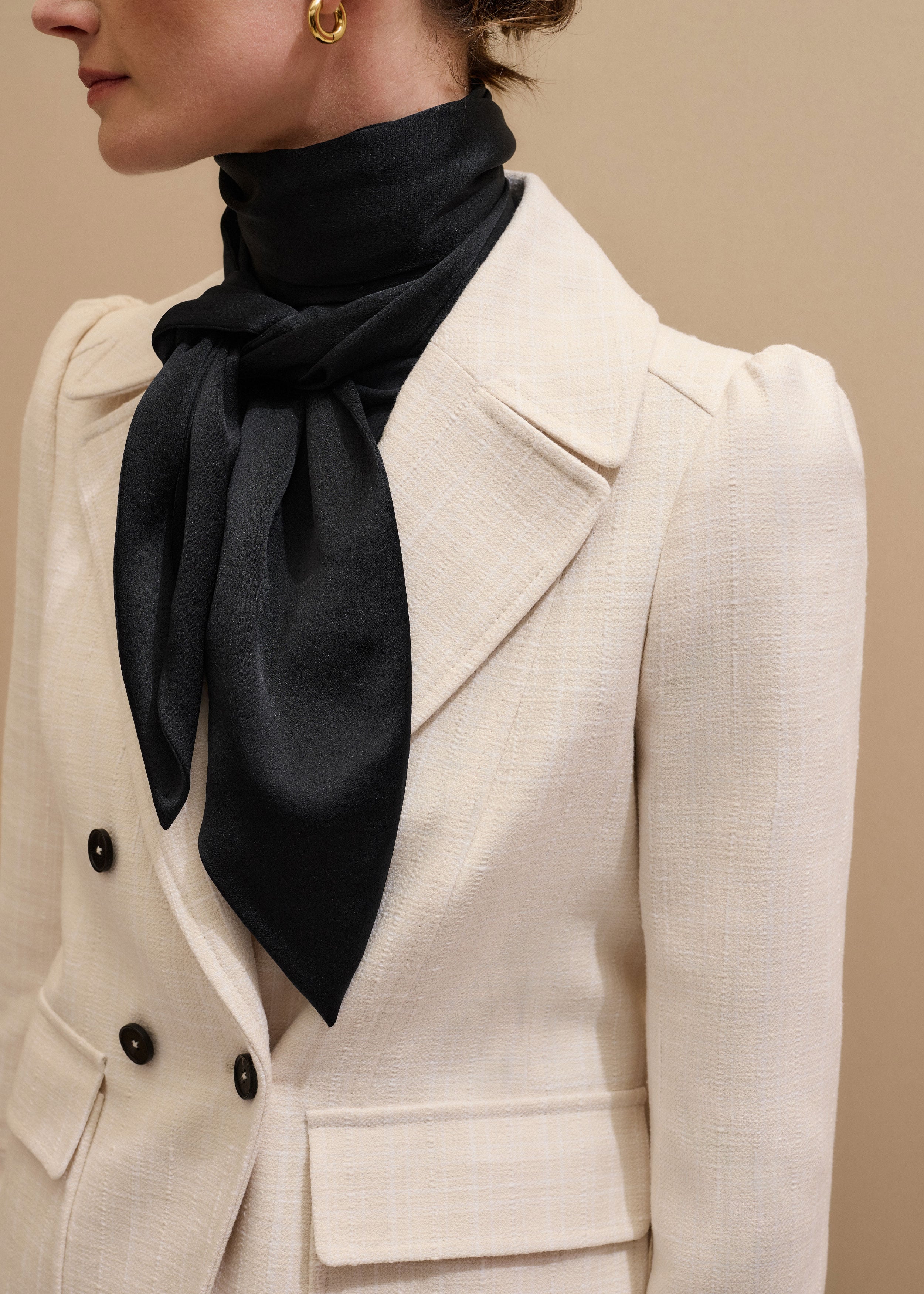 Women's Black Silk Satin Evening Scarf | ME+EM