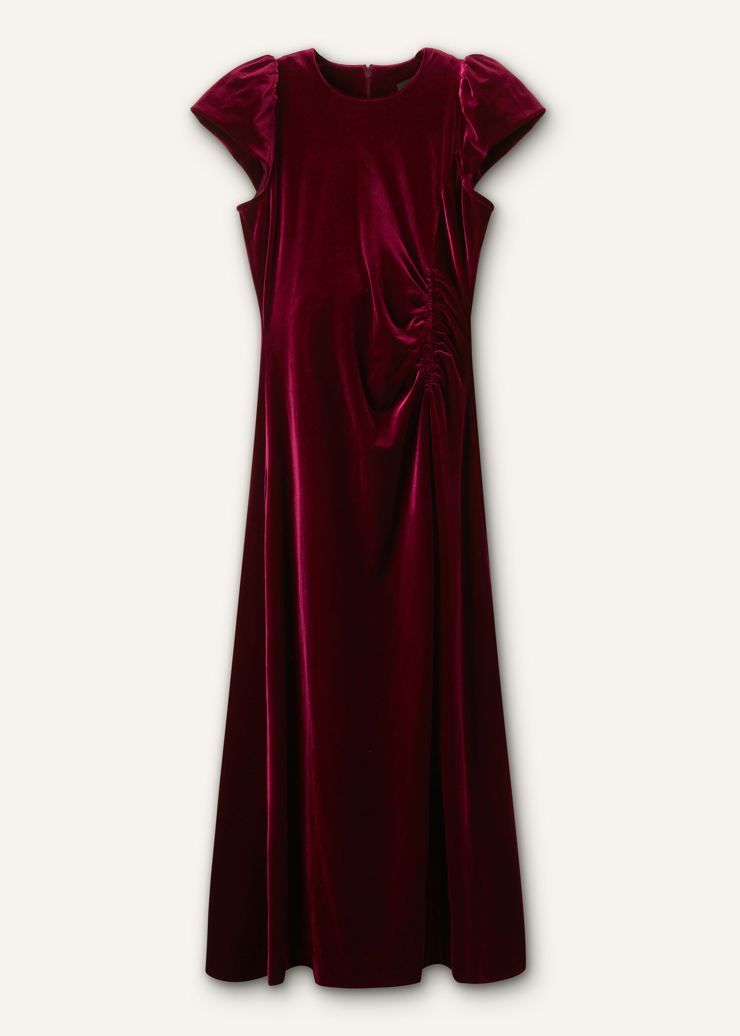Me+em Fluid Velour Draped Maxi Dress - Deep Ruby Red