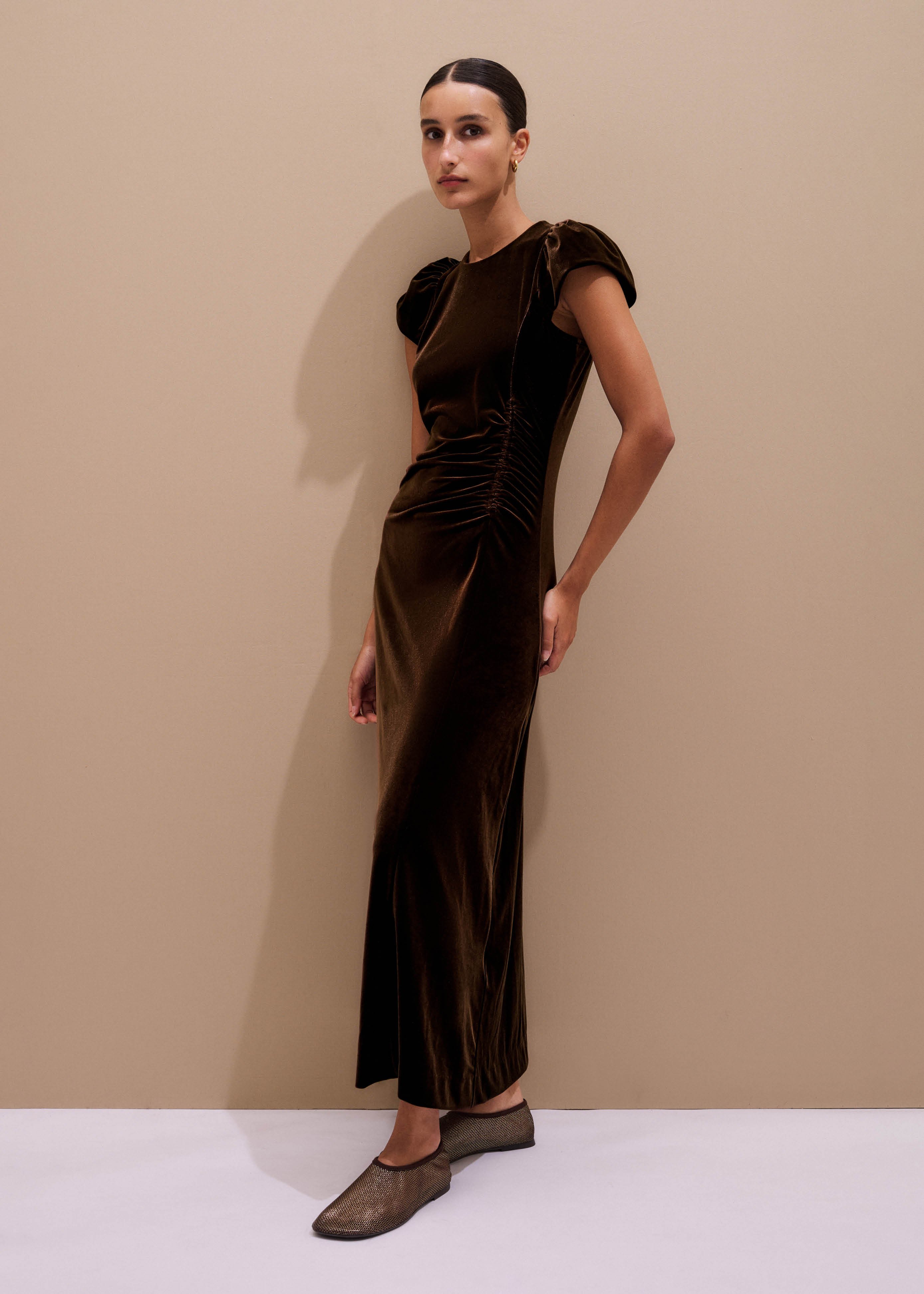 Women's Brown Fluid Maxi Dress | ME+EM