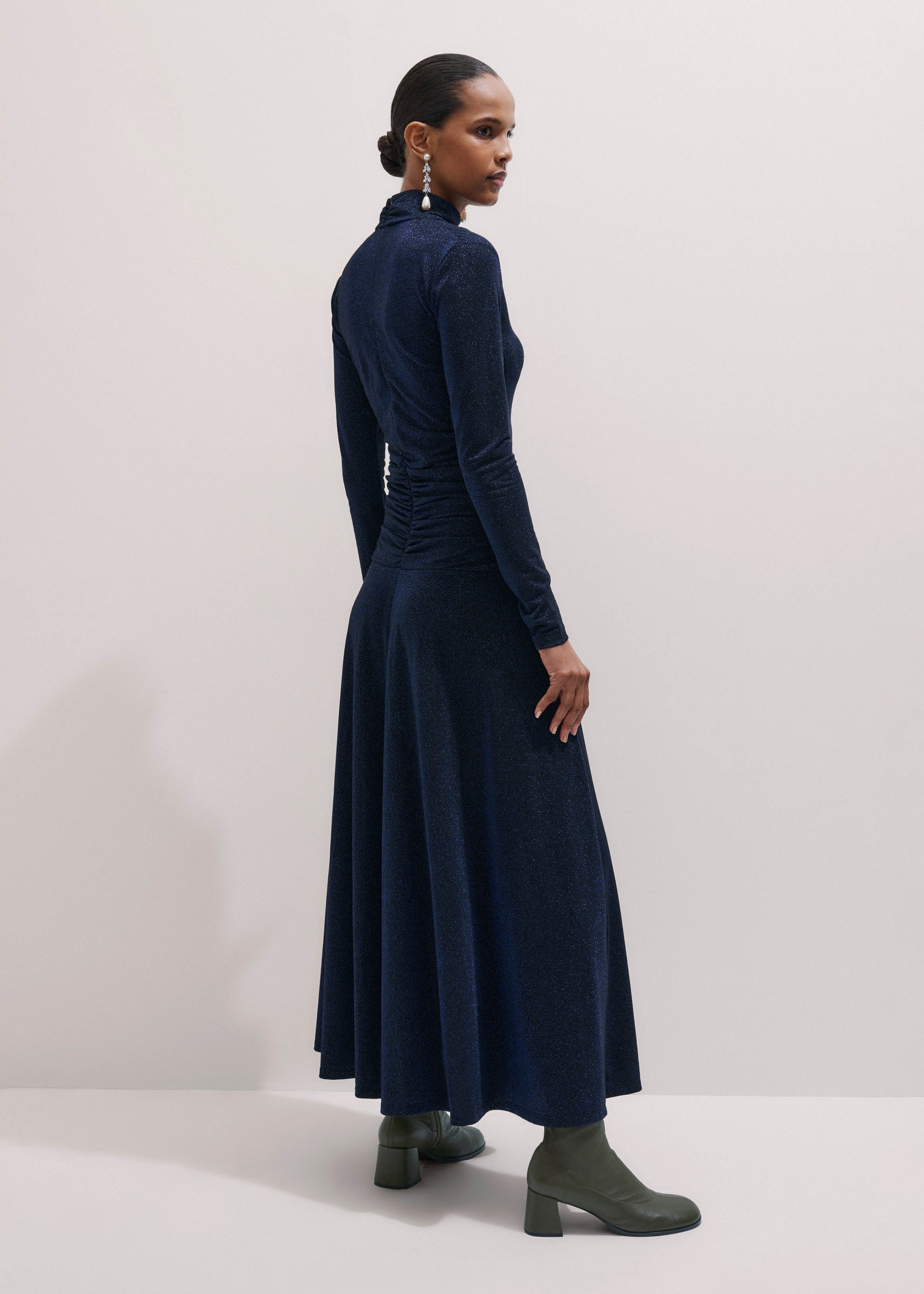 トップス Auskou MIMEME aci-t navy Women's Navy Metallic Maxi Dress | ME+EM