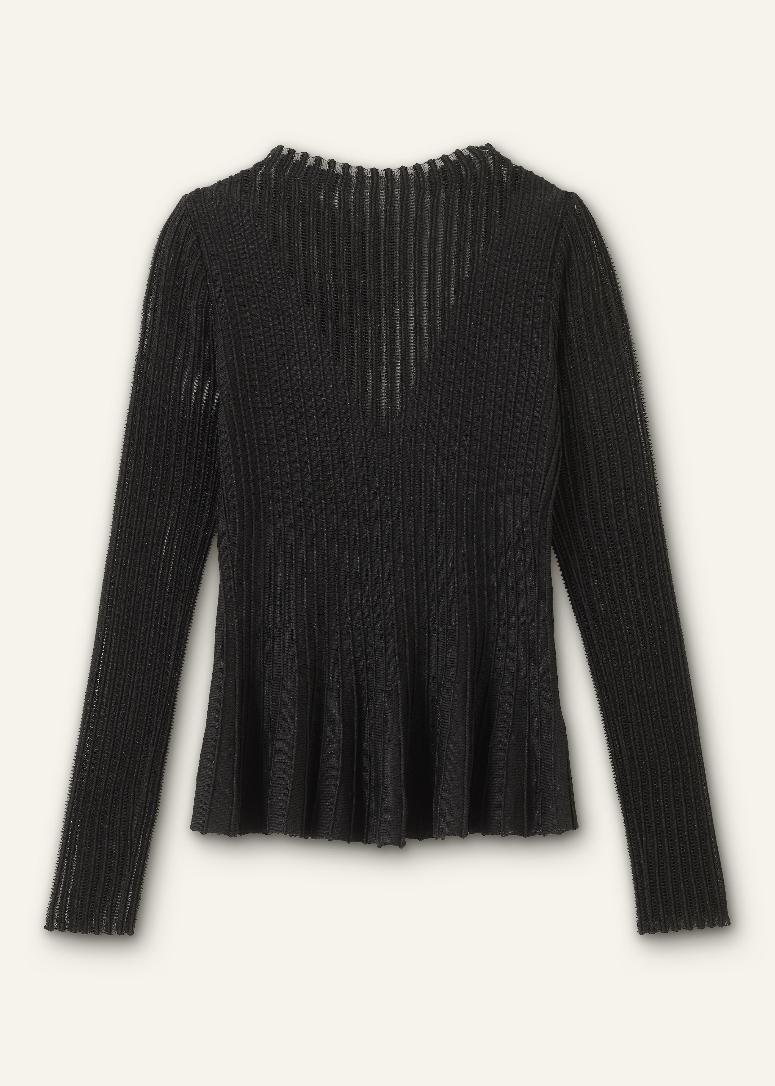 Women's Black Sheer Knit Peplum Top | ME+EM